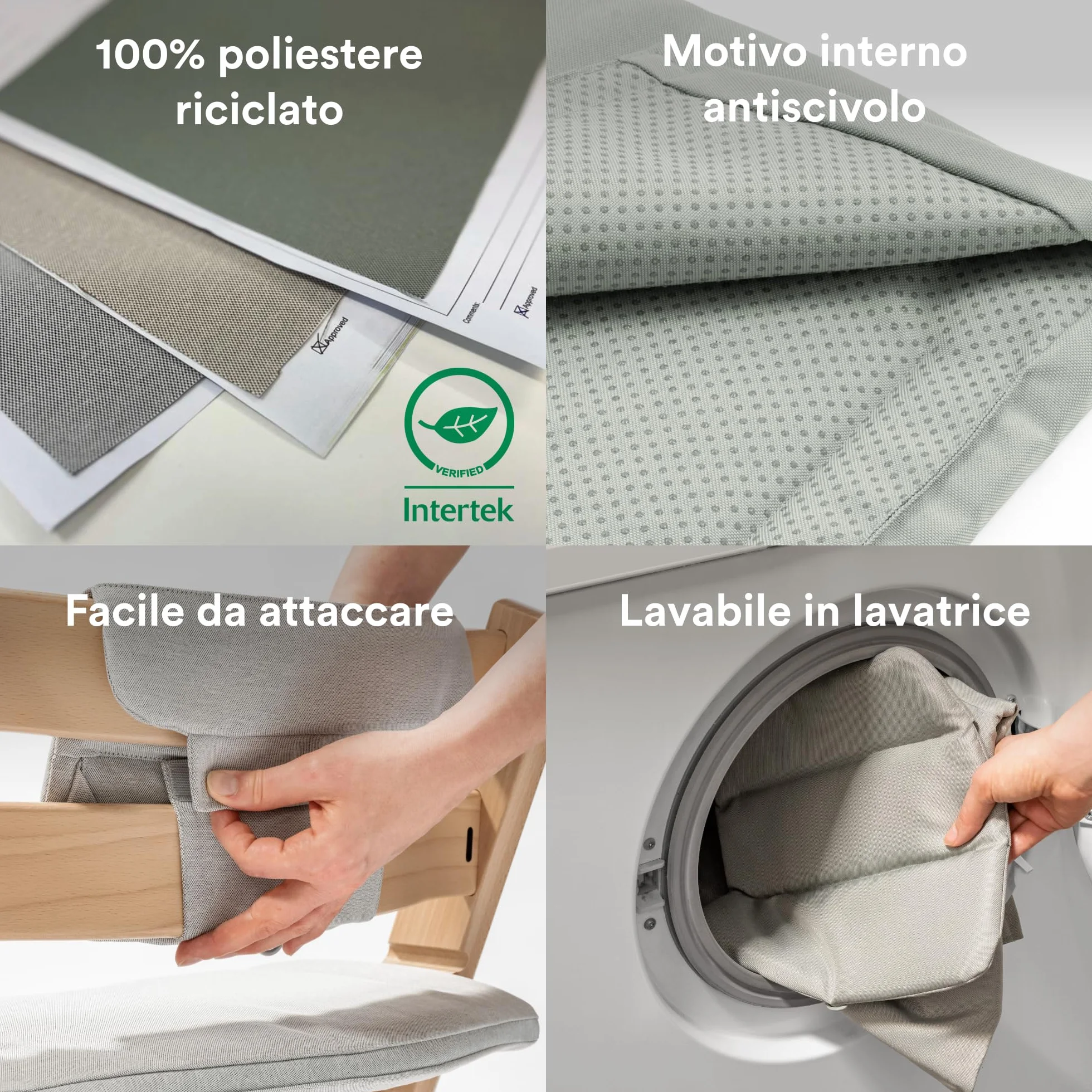 Cuscino Stokke Tripp Trapp, antracite - compatibile con tutte le sedie e i baby set Tripp Trapp - resistente a liquidi, macchie e sporco