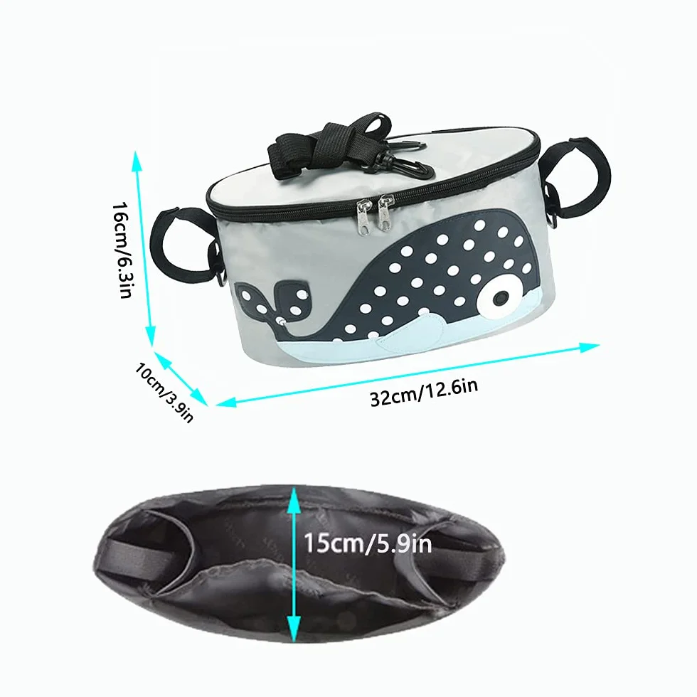 Borsa per Passeggino, Organizer Universale per Passeggino, Borsa Portaoggetti Passeggino Universale, Può Essere Utilizzato per Riporre Pannolini e Giocattoli, Adatto a Tutti i Passeggini