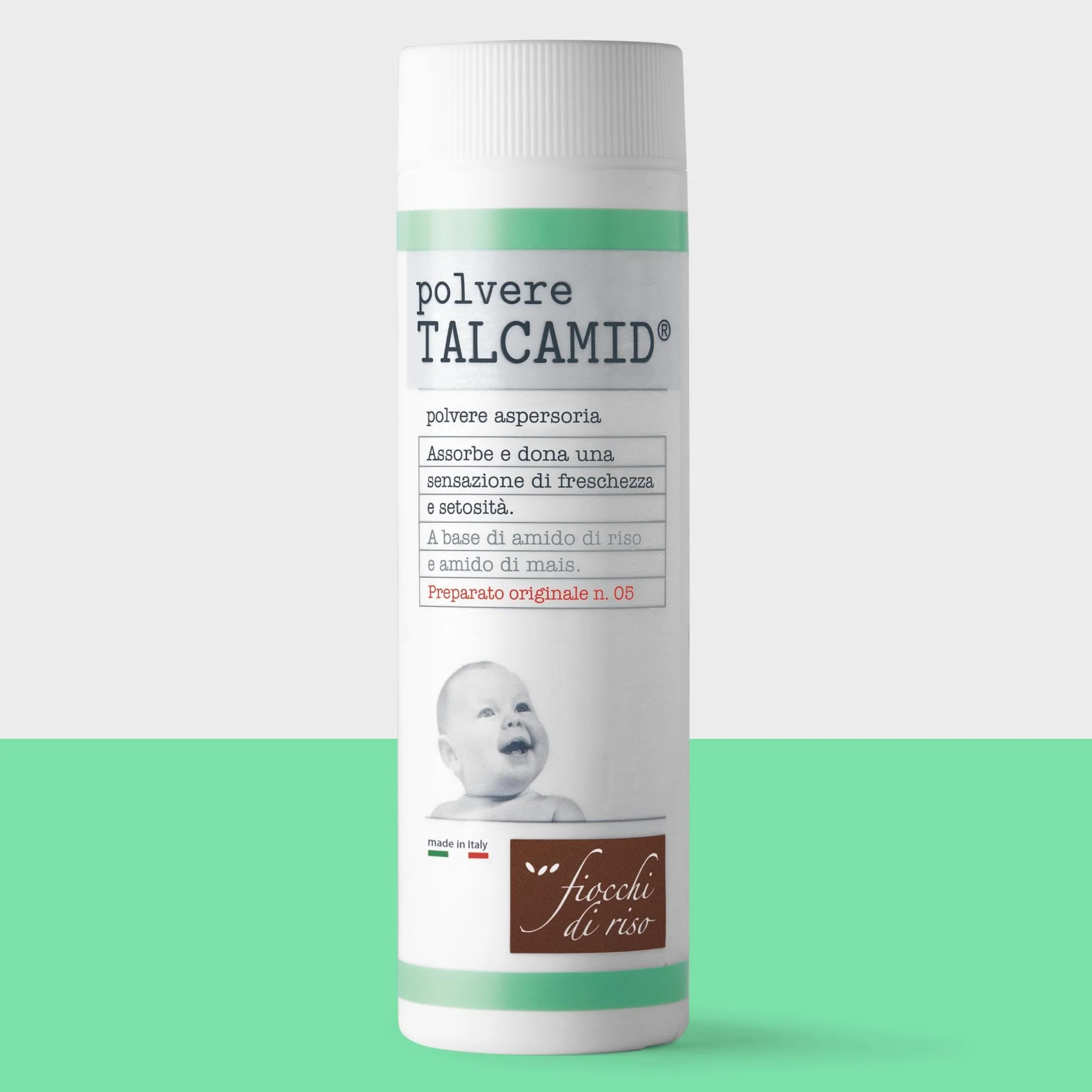 Fiocchi di Riso - Polvere TALCAMID - 50g - SUDORAZIONE E SUDAMINA - Coadiuva il trattamento della sudamina, ideale per la cute dei neonati, infanti e bambini.