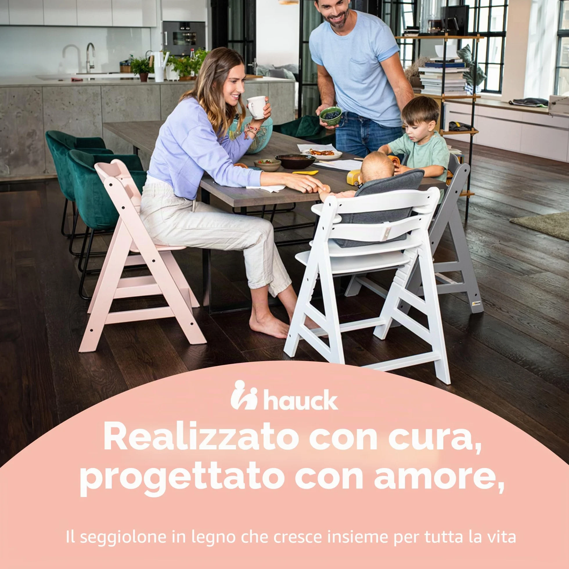 hauck Alpha Tray, Bianco - Vassoio Pappa 3in1 per Seggiolone Alpha+ e Beta+ - con Riduttore di Seduta, Bordo Rialzato e Portabicchiere - Regolabile in Profondità - Facile da Pulire