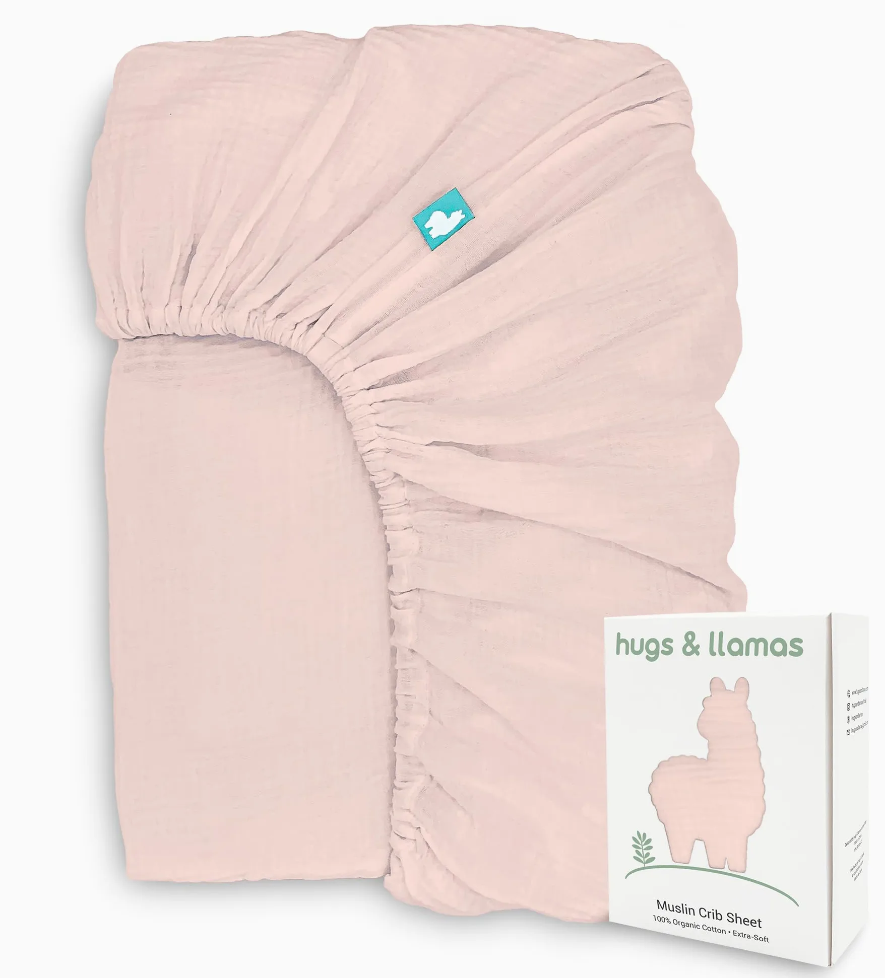 hugs & llamas | Lenzuolo con angoli in mussola di cotone biologico al 100% | Lenzuola per culla per ragazzi e ragazze | Lenzuola per culla biologica per bambini e bambine neutro (zucchero filato)