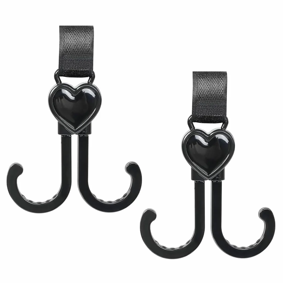Gancio per Passeggino,a Forma di Cuore,con Chiusura in Velcro,per Borsa Fasciatoio,Borse,Borse Sospese,Zaini,Portafogli,Vestibilità Universale,Ganci Passeggino (1 Confezione)