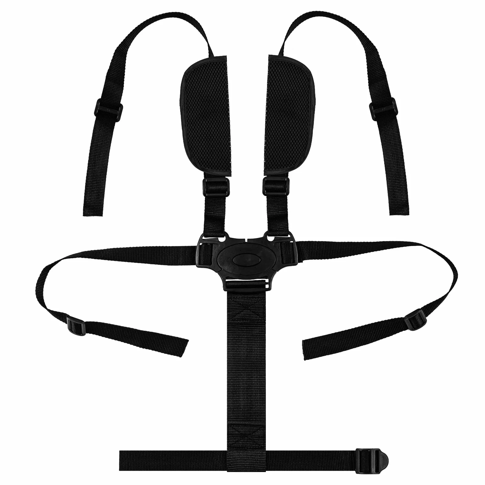 HBselect Cintura di Sicurezza per Bambini, 5 Punti Imbracatura per Passeggino Cinghia Sicurezza Regolabile Universale per Seggiolone Passeggino Carrozzina (Nero)