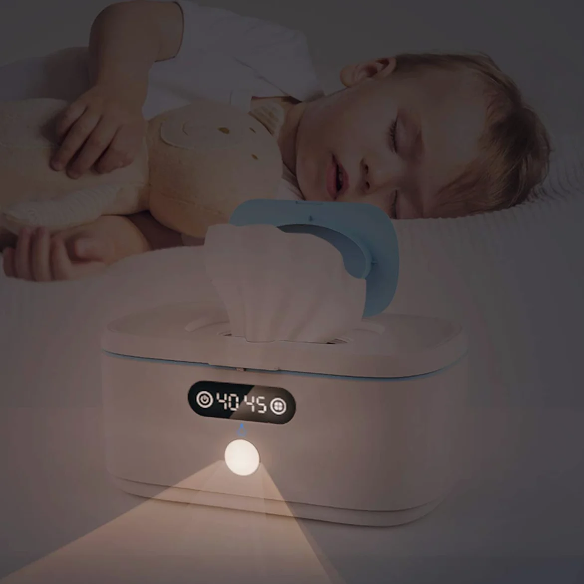 Bellababy Wipe Wamer per veicoli e uso domestico, dispenser di salviette umidificate per bambini e scaldabagno con luce notturna, visualizzazione della temperatura, non c'è bisogno di acqua e spugna,