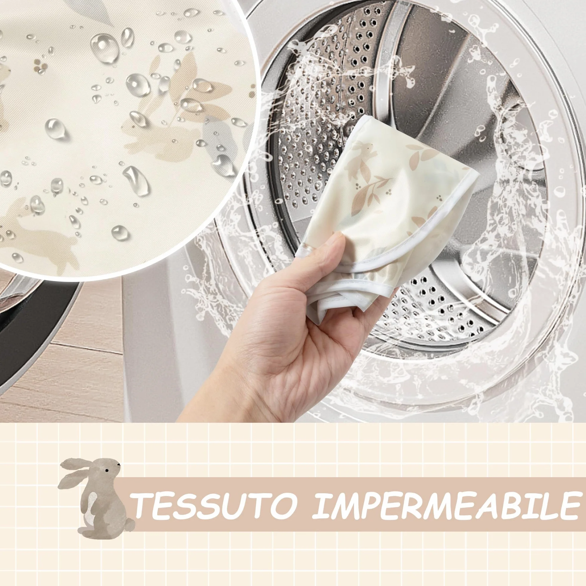 Little Dimsum Bavaglini Neonato Impermeabili con Tasca，Set di 3 Bavaglino Impermeabile per Alimentazione,Regolabile e Facile da Lavare per 6-36 Mesi(Coniglio&Foglie&Alpaca)