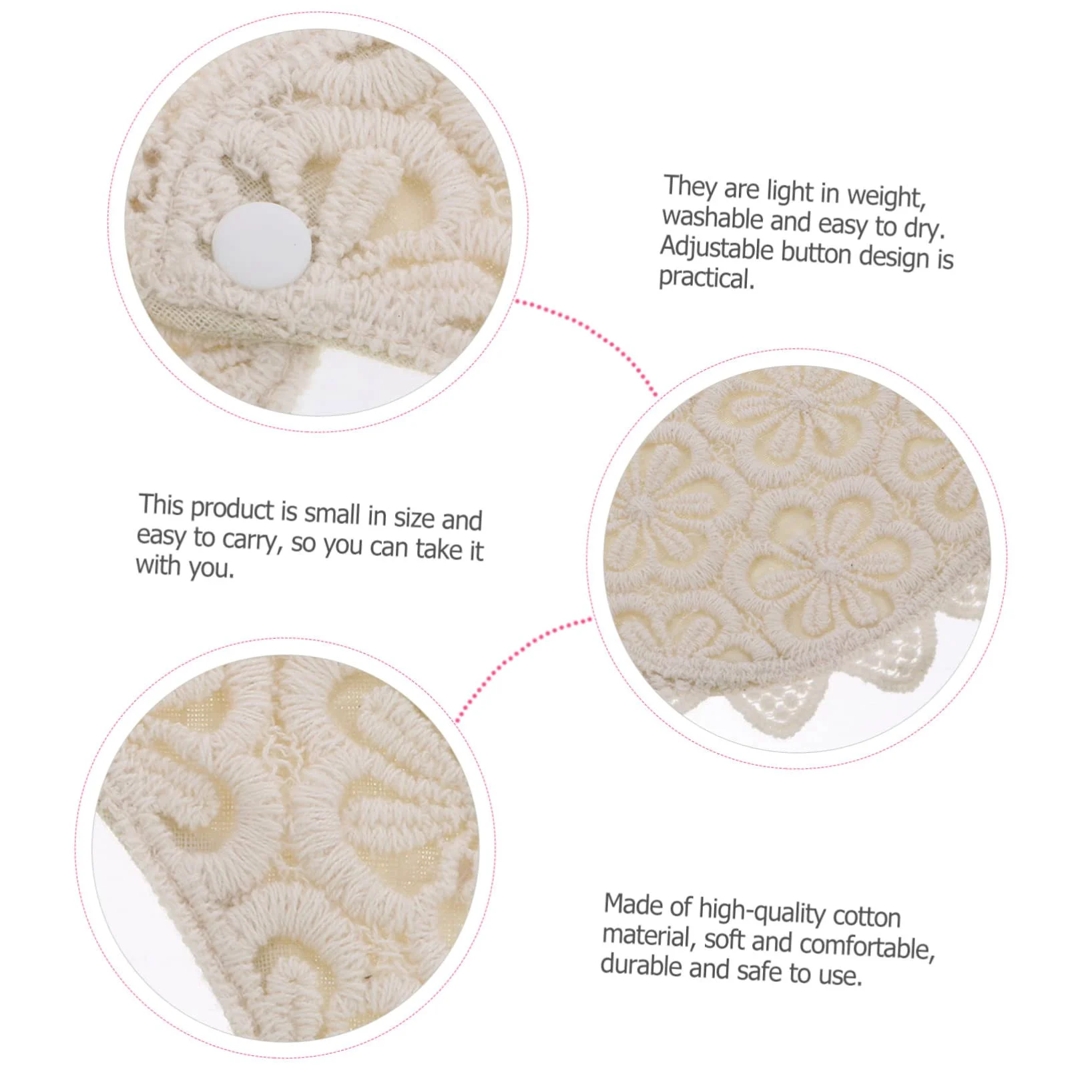 VICASKY 6pezzi Bavaglini Pizzo Per Bavaglini Di Cotone Per Saliva Design Facili Da Lavare e Trasportare Accessori Utile Per
