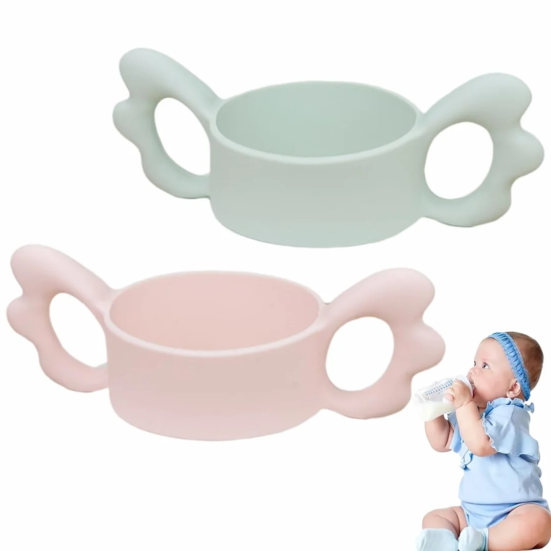Set di Manici per Bottiglie in Silicone a Due Pezzi, Manico per Bottiglia, Manico per Biberon, Manico per Bottiglia a Bocca Larga (Diametro esterno superiore a 5,5 cm)
