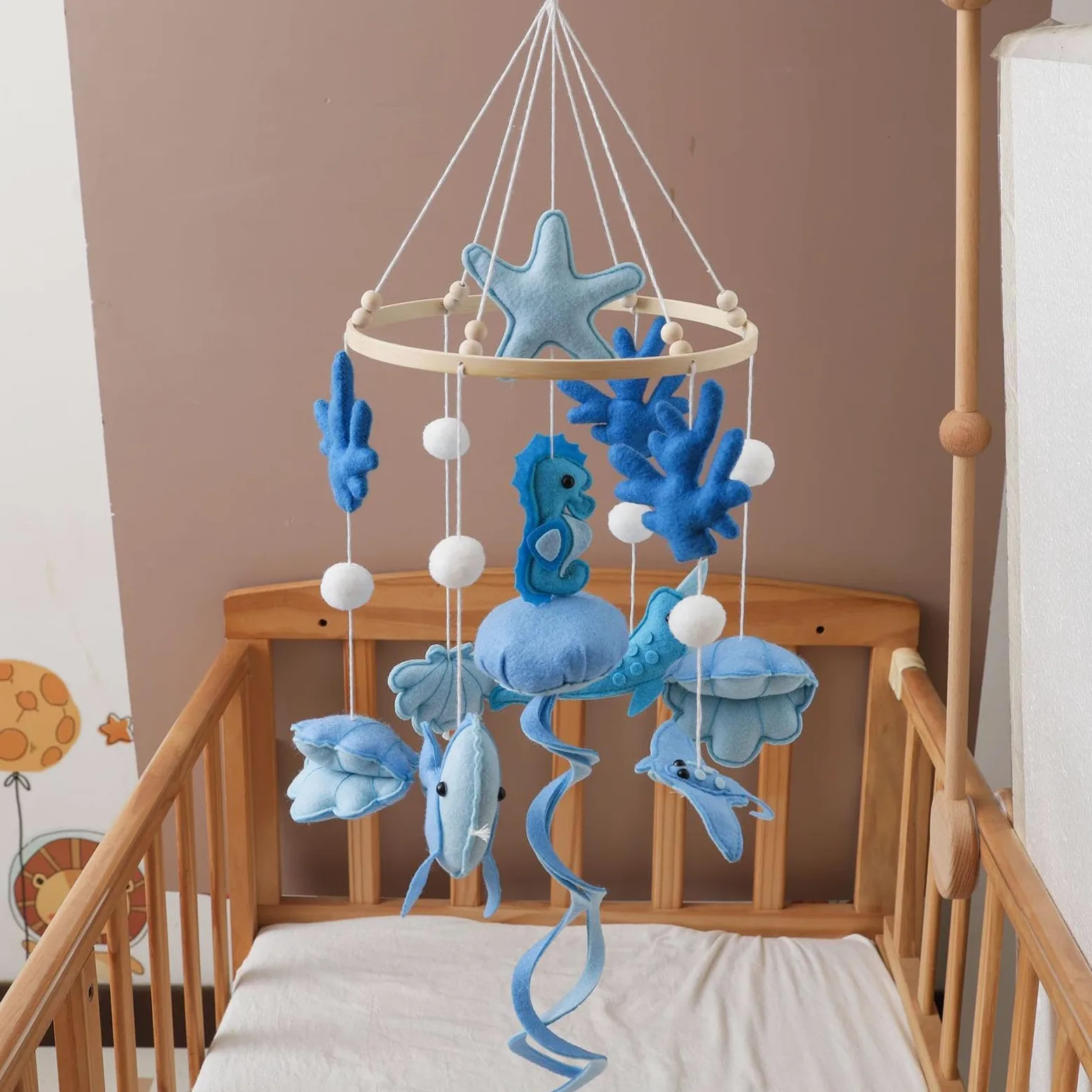 Mobile per culla da appendere al soffitto, tema marino, sensoriale | Mobile a culla fatto a mano per la cameretta dei bambini, genitori appena sfornati, box, passeggino, oggetti di scena