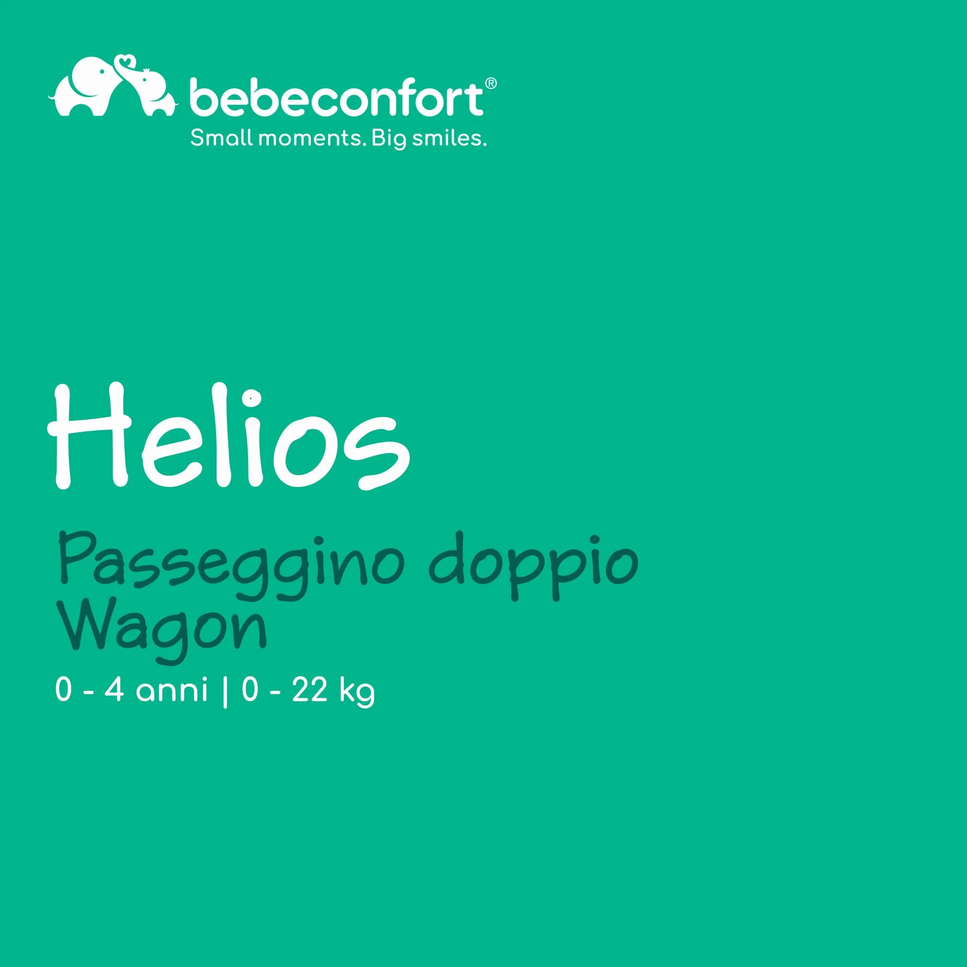Bebeconfort Helios, Passeggino Gemellare dalla Nascita, 0-4 Anni, 0-22 kg, 2 Sedute Faccia a Faccia, Ruote Larghe All-Terrain, Compatto da Chiuso, Carretto bambini, Capottina, Mineral Graphite