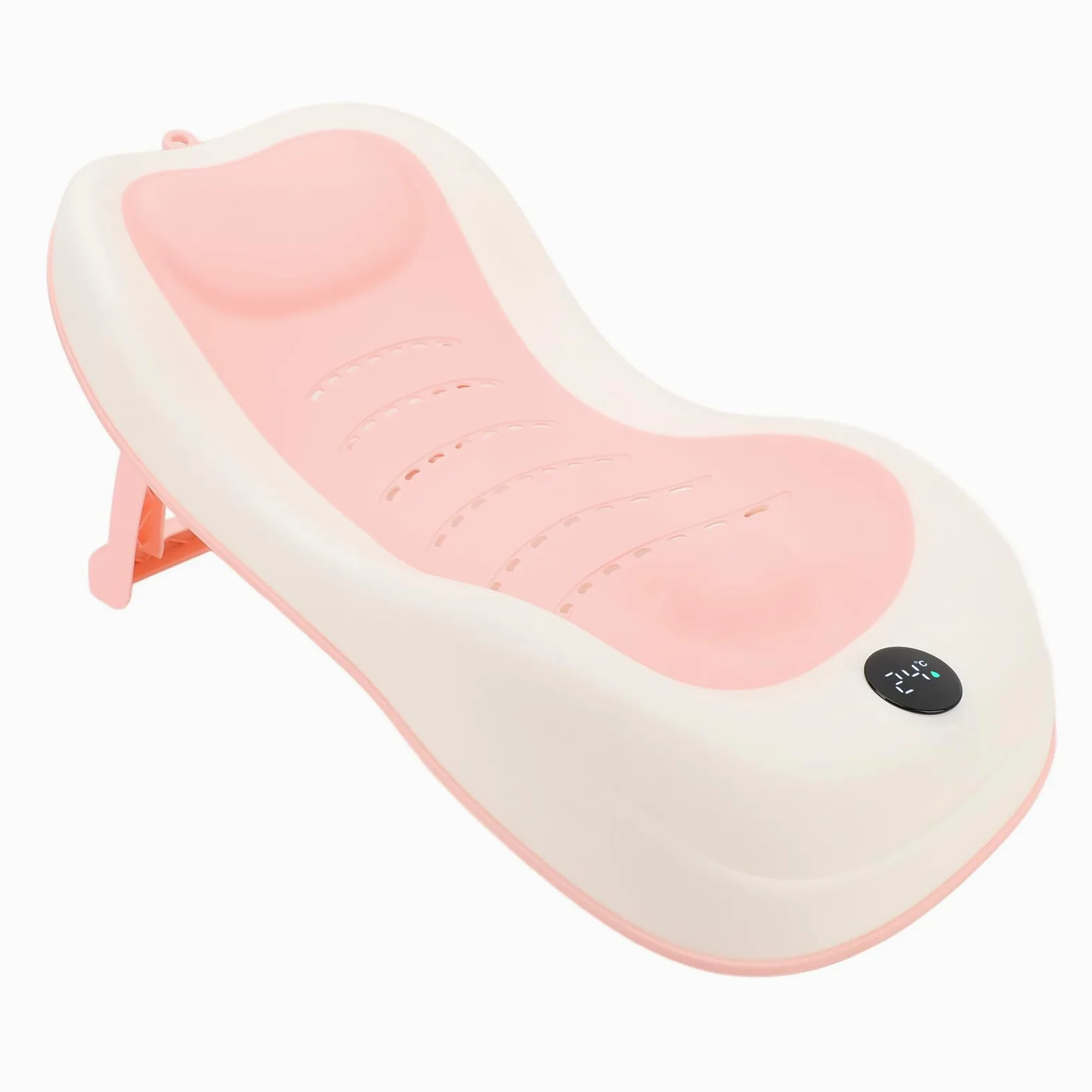 Supporto per Bagnetto per Bambini, Seggiolino per Vasca da Bagno con Termometro, Supporto per Bagnetto Portatile Antiscivolo per Lavandino Morbido, Multifunzionale per Neonati e