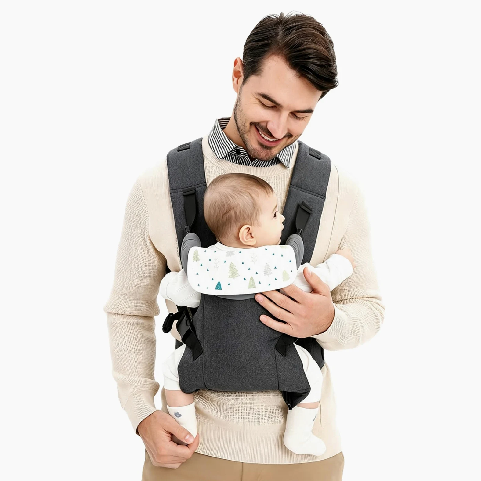 Marsupio Ergonomico, Anca Sana Cotone Anteriore Posteriore Portare per Neonato Bambino 3-15kg Traspirante Regolabile Fascia Porta Bebè Anca Sana Mani Libere