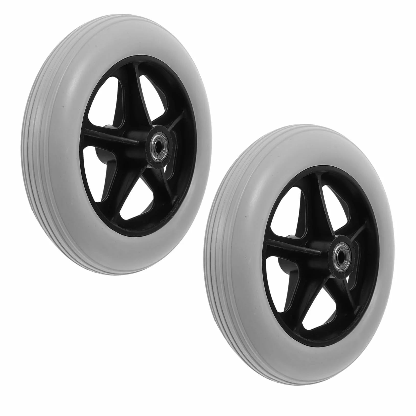 Angoily 2 Pezzi Ruote di Ricambio per Carrozzina Anteriore, Ruote in Plastico Resistenti All'usura Foro da 8mm per Carrelli e Deambulatori