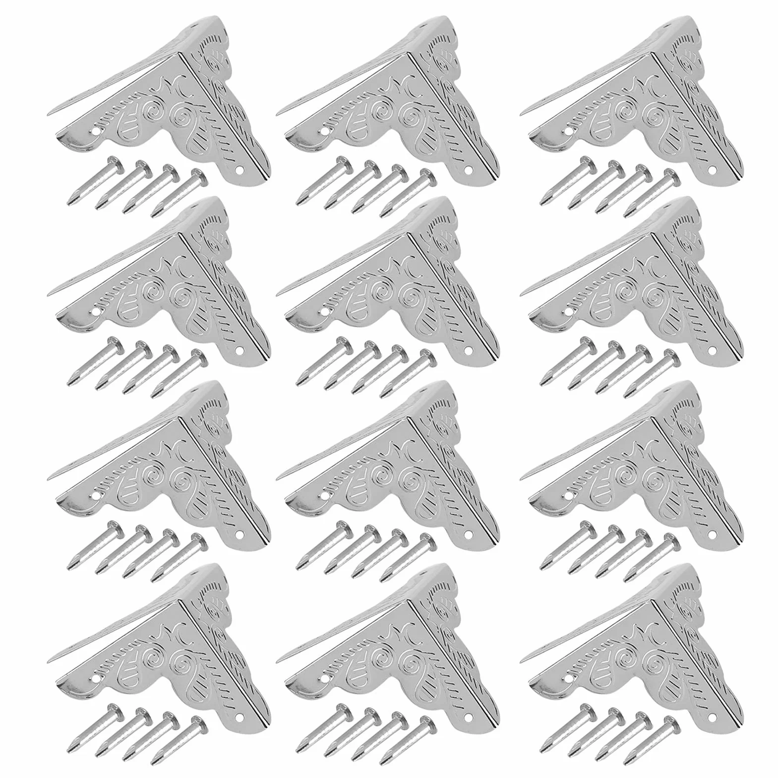 Paraspigoli per Mobili 12pz, Protezioni Angoli in Metallo per Scrivania Vintage, Scatole Gioielli, Cassette Legno, Adatto Arredi Antichi, Decorazione Funzionale