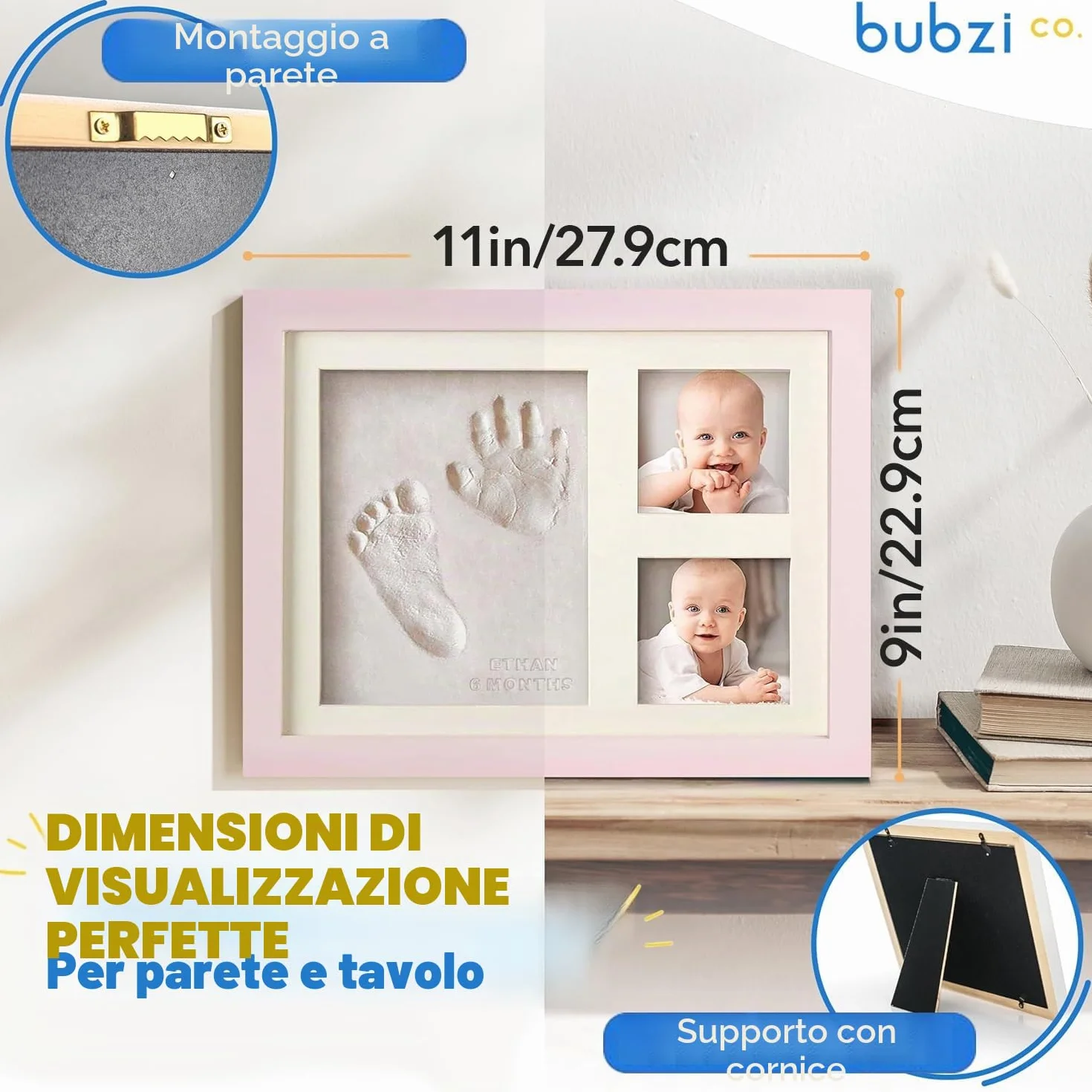 Bubzi Co Kit di creazione di impronte e impronte per neonati e ragazze, regali per neonati (Ballet Pink)