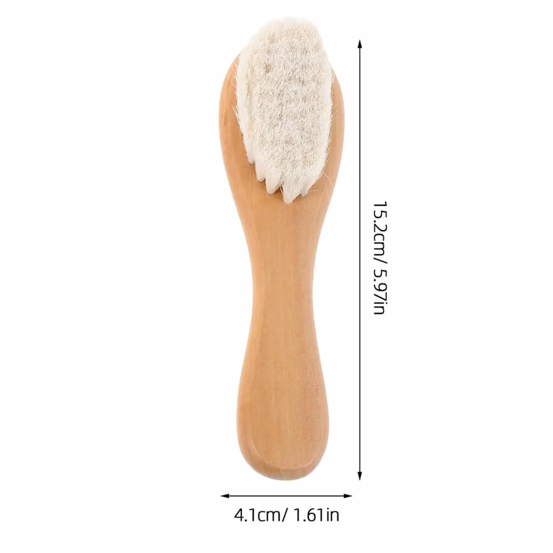 Spazzola Neonato, 1 Pezzo Legno Naturale Marrone, Setole Capra Morbide, Lunghezza 15Cm Larghezza 4Cm Per Bambini