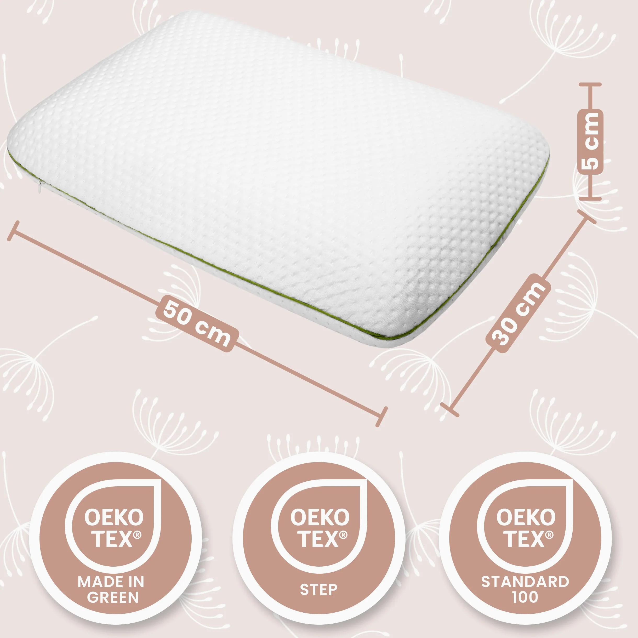 MIMUSELINA Cuscino Memory Foam Bambini 50x30x5 cm | Cuscino Antisoffoco in Schiuma Viscoelastica Traspirabile | Cuscini letto e Culla Ipoallergenici | Federa Tencel Sfoderabile e Lavabile