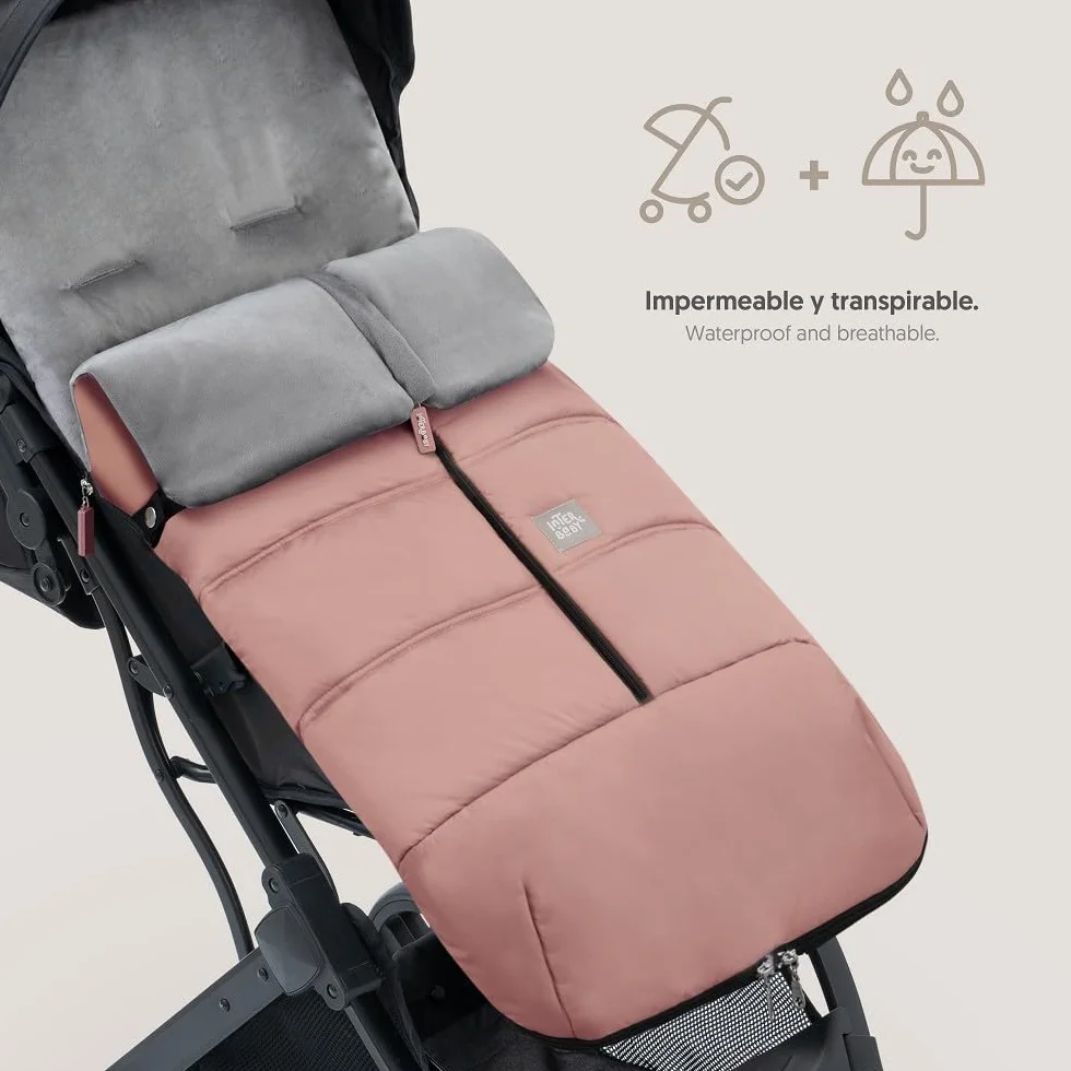 Sacco Passeggino Invernale Universale Interbaby | Copri Passeggino Universale Morbida | Sacco Termico per Ovetto Rimovibile, Doppia Apertura, Facile da Lavare, Materiali Anallergici, Rosa