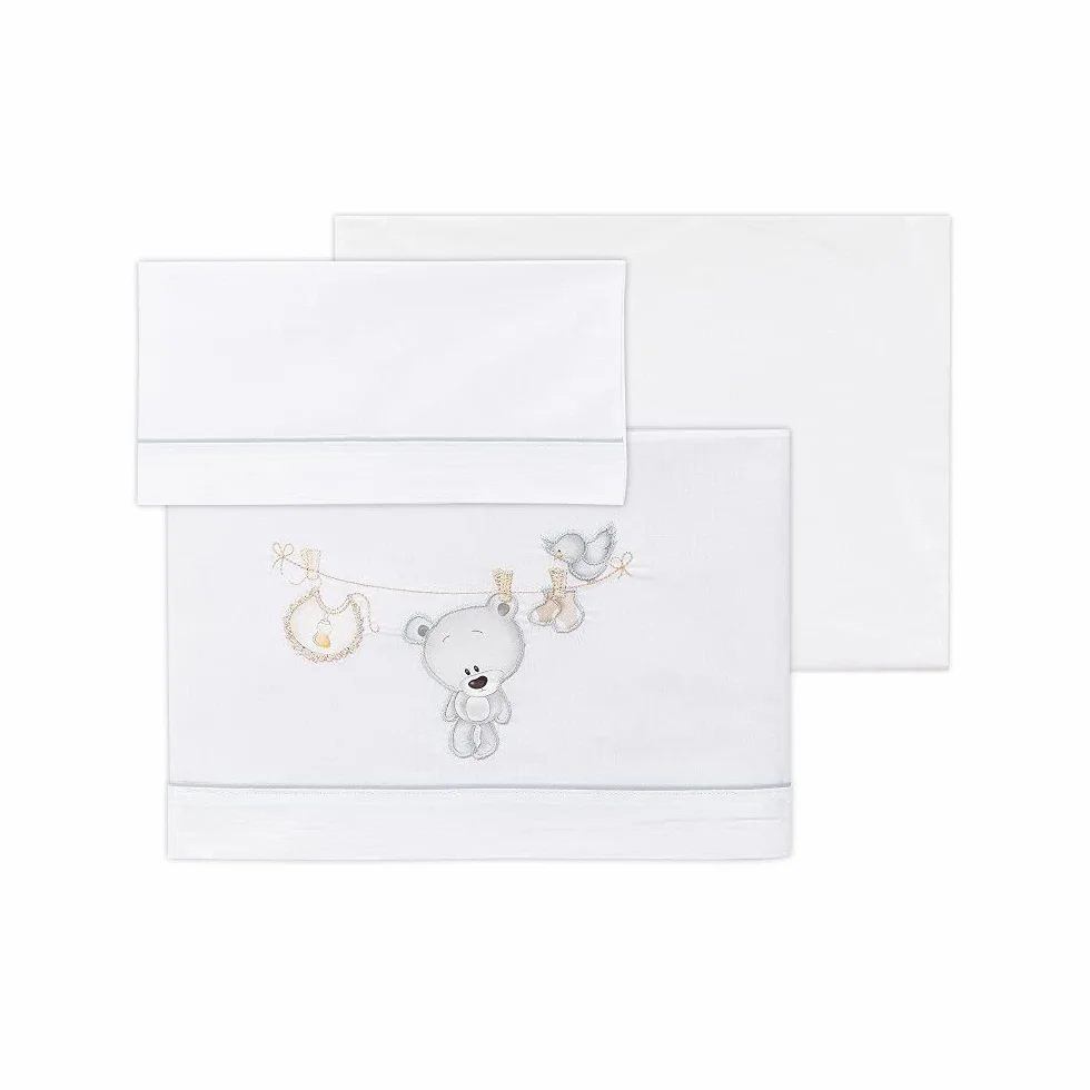 INTERBABY - Set di lenzuola Stendibiancheria Orso Termometro Bianco Grigio