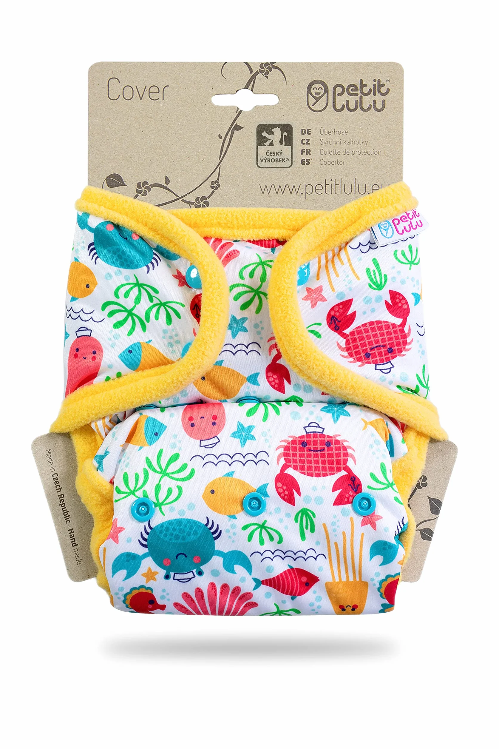 Petit Lulu Copertina per Prefold Taglia Unica (5-16 kg) Snaps Pannolino Impermeabile e Regolabile Riutilizzabile e Lavabile Prodotto in Europa (Lagoon)