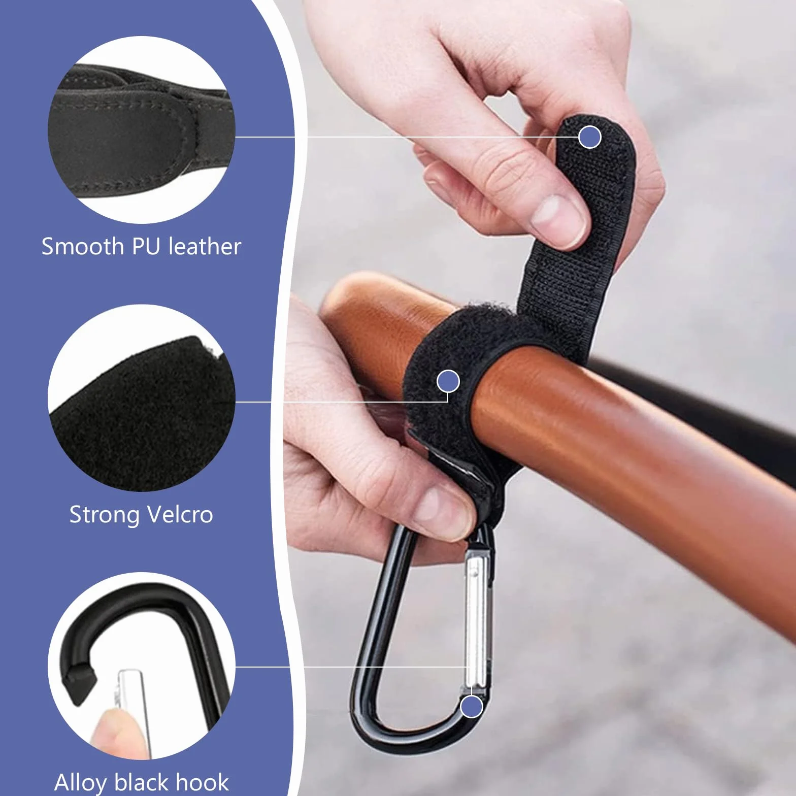 4 Pezzi Ganci per Passeggino, Accessori per Passeggino, Ganci Carrozzina Porta Borse con Moschettone Clip Carrozzina, per Borsa Fasciatoio Borse, Bag Sospese, Borraccia