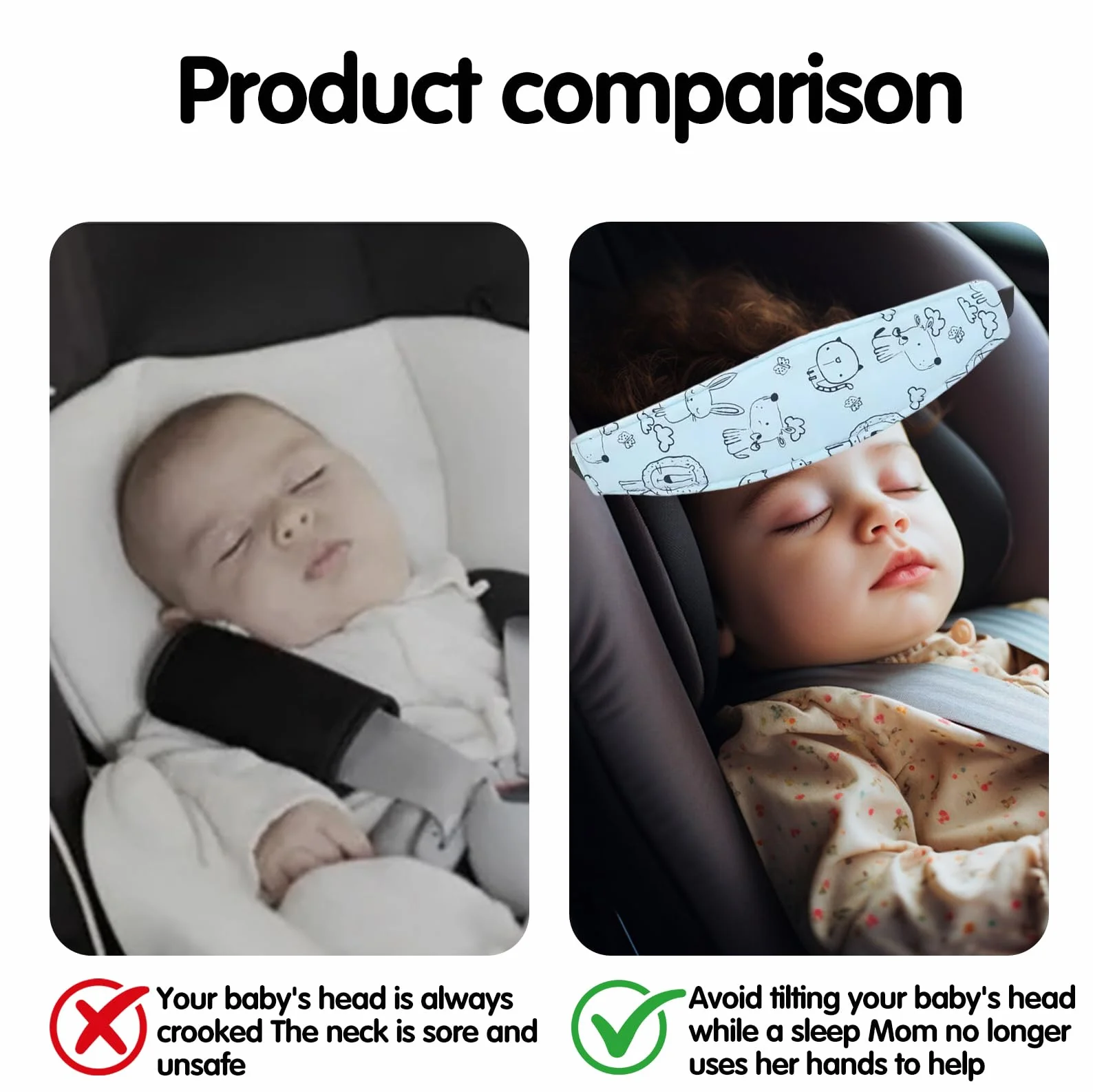 2 Pezzi Poggiatesta Auto Bambini,Cinturino Supporto Testa Bambini,Regolabile Auto Sicurezza Cinturino,Supporto Testa Seggiolino Auto,Fascia Poggiatesta,Accessori Reggitesta per Dormire Autos Bambinio