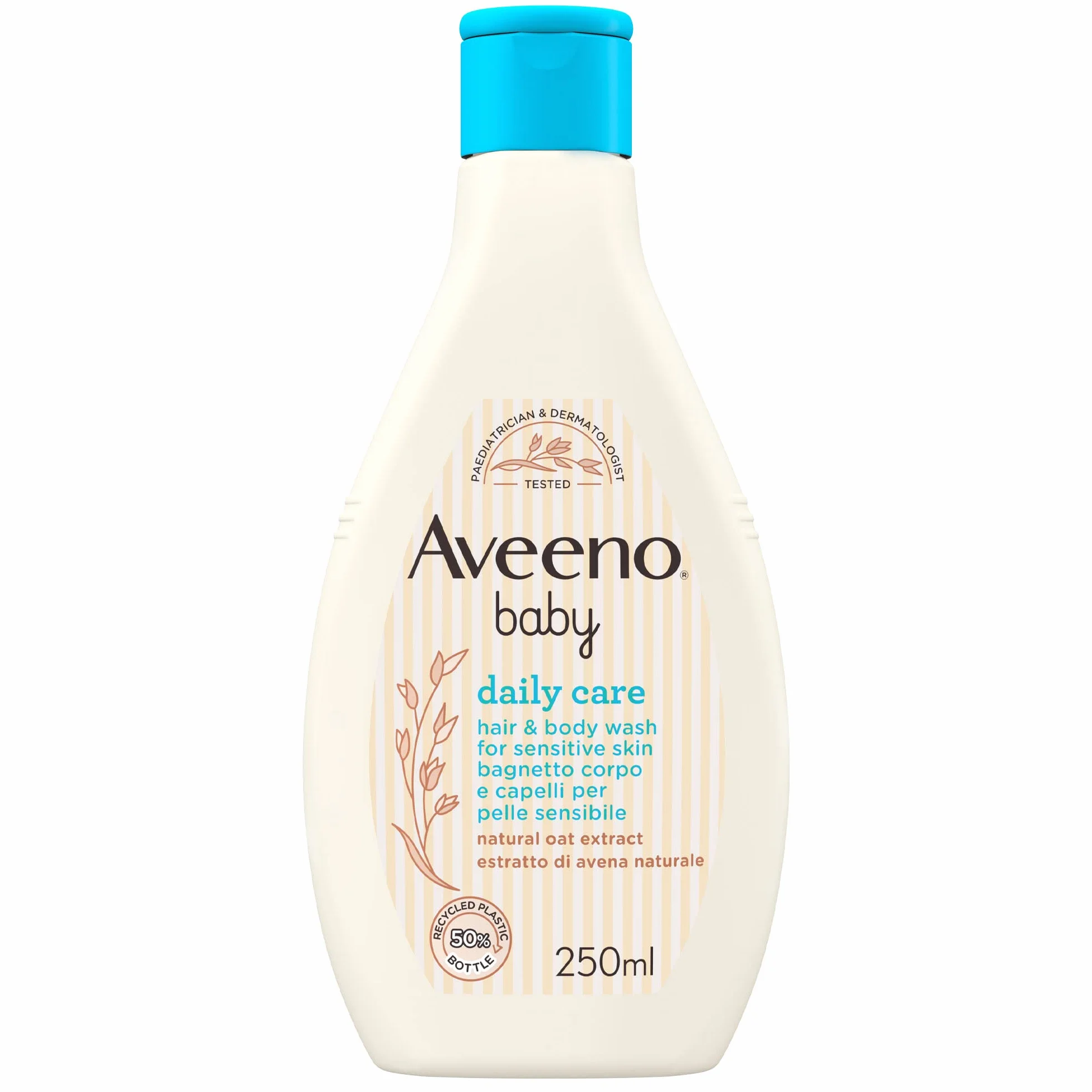 Aveeno Baby Daily Care Bagnetto Corpo e Capelli, Bagnoschiuma bambini per una detersione delicata della pelle sensibile, Bagnoschiuma neonato e shampoo bambini con Avena, 250 ml