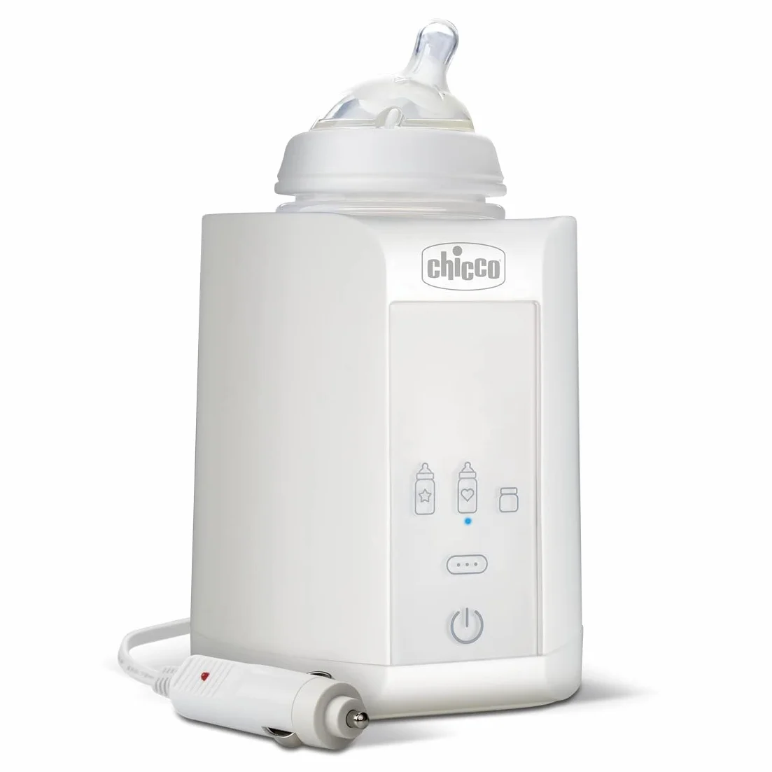 Chicco Scaldabiberon Portatile da Viaggio e Scalda Pappa con 3 Programmi e Spegnimento Automatico, Scalda in Modo Graduale, Anche per Vasetti e Latte Materno, Mantiene il Calore, 220W, Bianco, 1 Pezzo