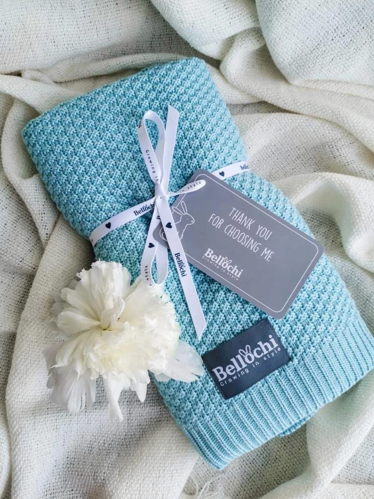 Bellochi Premium Copertina per Neonato - 100% Bamboo - Coperta Estiva Neonato Morbida per una Ragazza o un Ragazzo - Comodo Arioso Fatto a Mano - 100x80 cm - Freshwind
