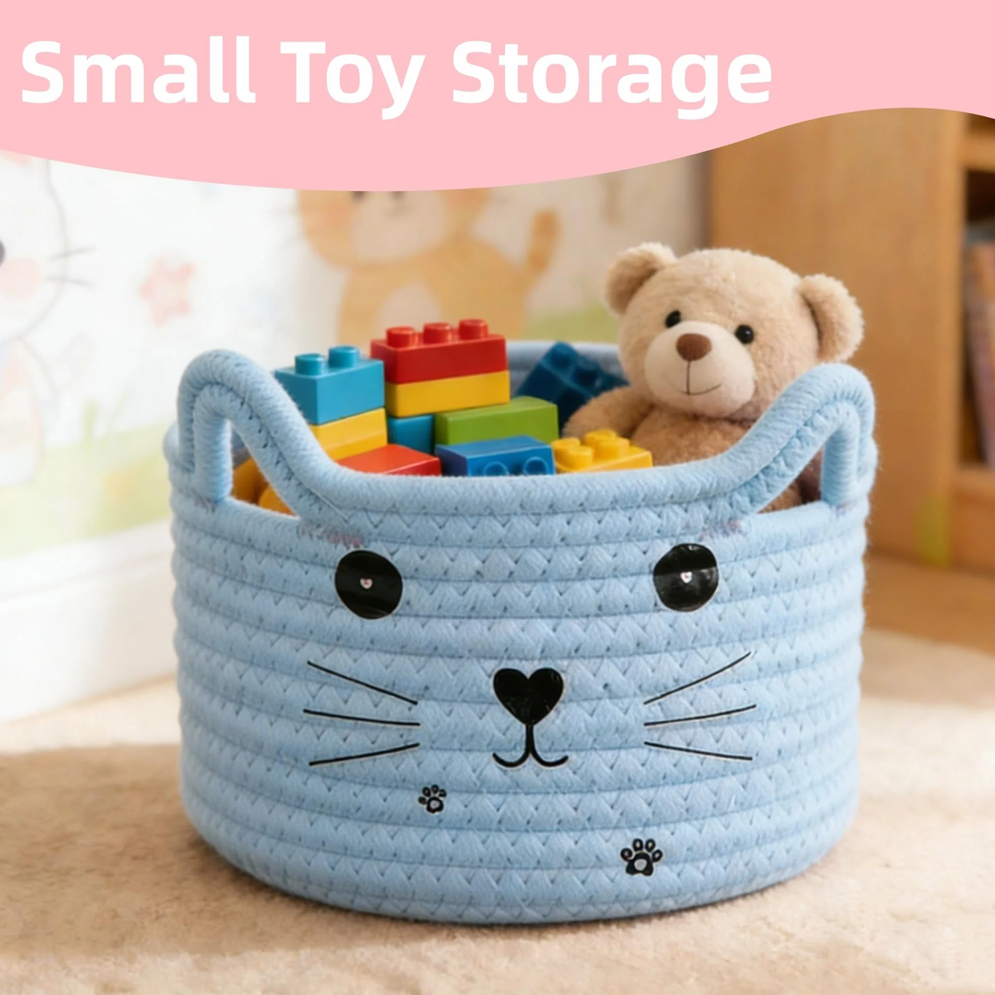 Cestini Portaoggetti Intrecciato in Corda di Cotone,Cesta Giochi Bambini,Cesta Porta Giochi,Cestini Portaoggetti Bambini,Cesto Portaoggetti Intrecciato,Cestino Portaoggetti per Cameretta Salotto