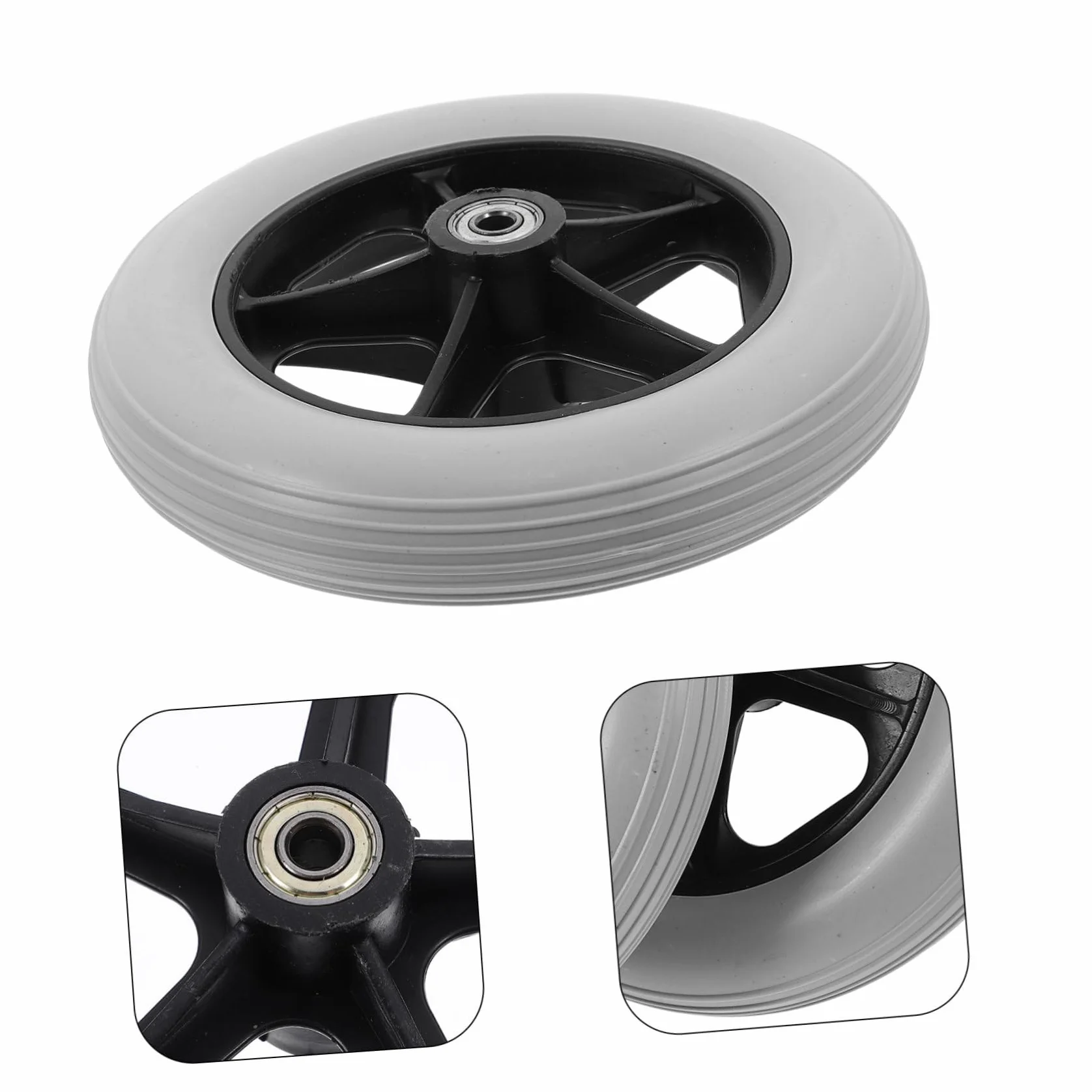 Angoily 2 Pezzi Ruote di Ricambio per Carrozzina Anteriore, Ruote in Plastico Resistenti All'usura Foro da 8mm per Carrelli e Deambulatori