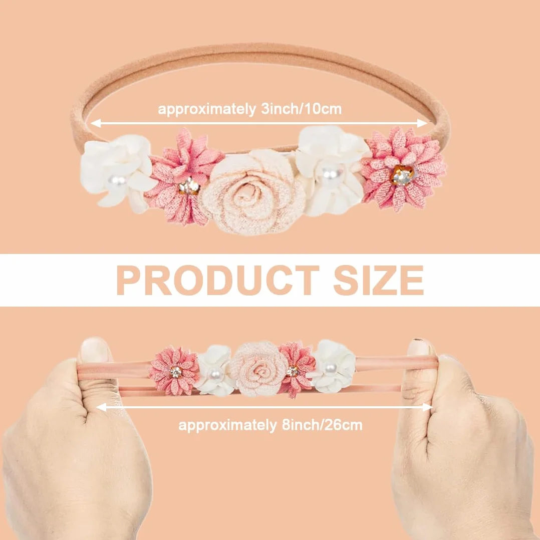 3 Pezzi Fasce Per Capelli Per Bambina,Fasce in Grosgrain per Bambine Floreale Copricapo Elastici Fascette Neonata Nastri Capelli per Neonati,Ragazze,Bambini Piccoli,Accessori per la Fotografia