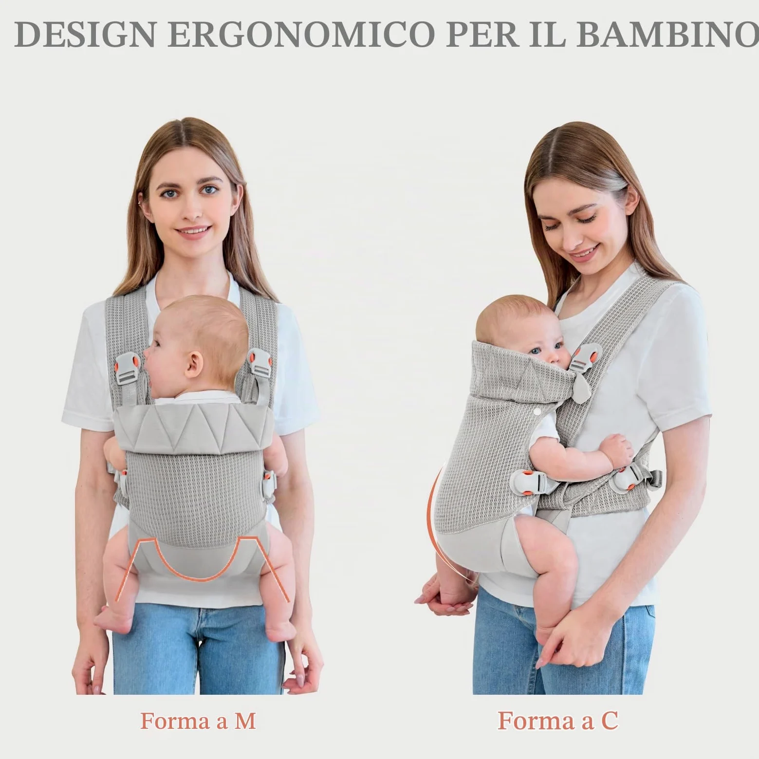 IULONEE Ergonomico Marsupio per Neonati Regolabile Porta Bebè Portabebè per Neonato Baby Carrier Wrap Confortevole Bambini marsupio per Toddler Bebè Neonato Grigio