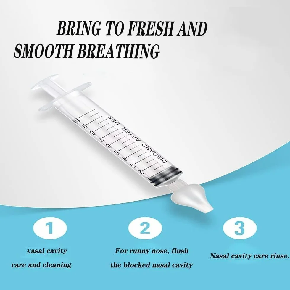 2 Pezzi Irrigatore Nasale, 10 ml Aspiratore Nasale, Nasale Bambino Neonato, Sicuro e Delicato Nasale, Riutilizzabile Aspiratore Nasale, Per Neonati y Bambini
