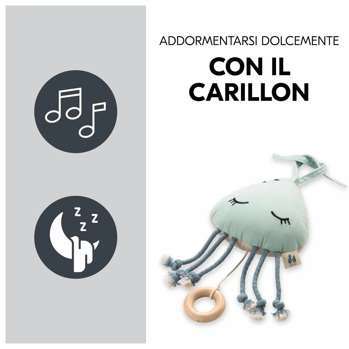hauck Carillon Neonati Cuddle N Sleep - Giocattolo Sonaglio da Appendere con Meccanismo Musicale - Ninna Nanna Brahms (Durata 2 Min.), Rimovibile - Sonaglio Neonato Senza Batterie - Medusa