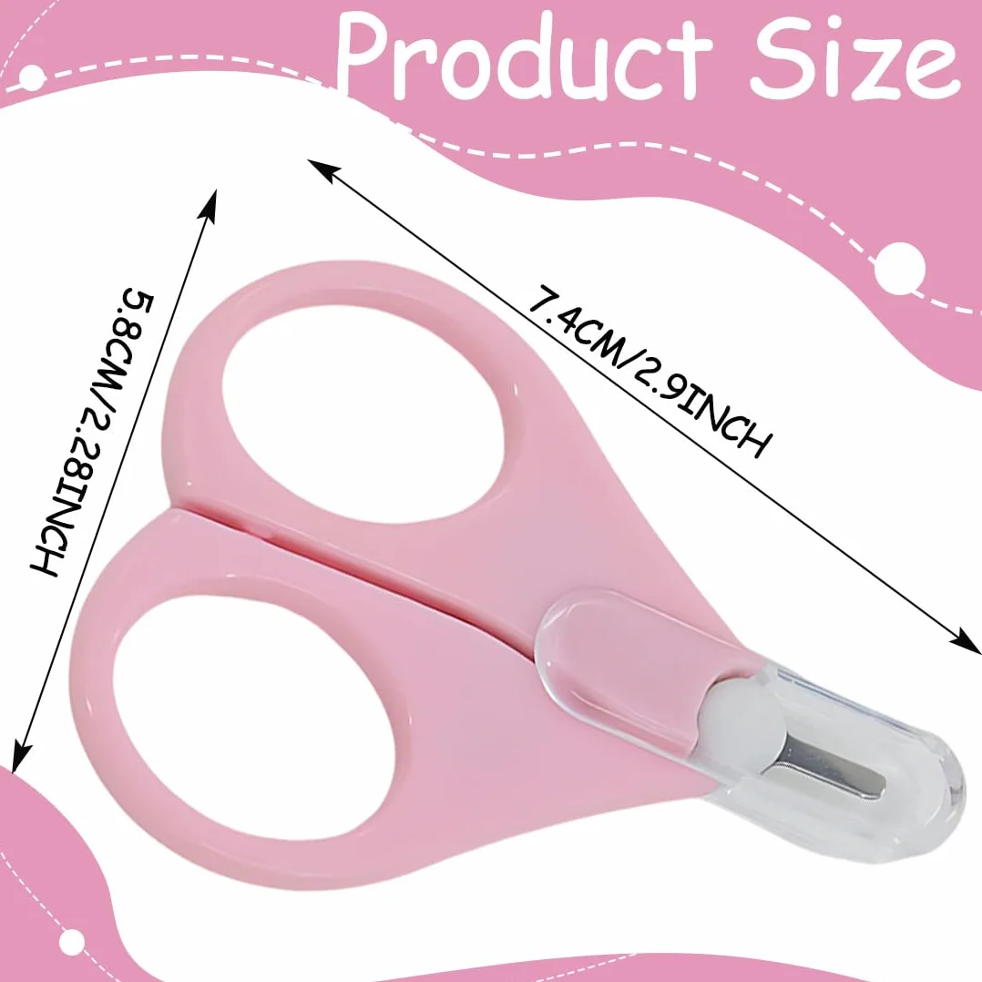 2 Pezzi di Forbicine per Unghie per Neonati, Forbicine per Unghie Sicure per Evitare Pizzicature della Pelle (Rosa, Beige)