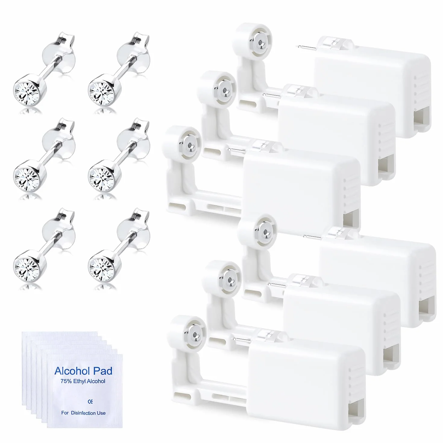 Voarge Set di 6 pistole per piercing all'orecchio, sterile, di sicurezza, con kit per piercing per asepsi