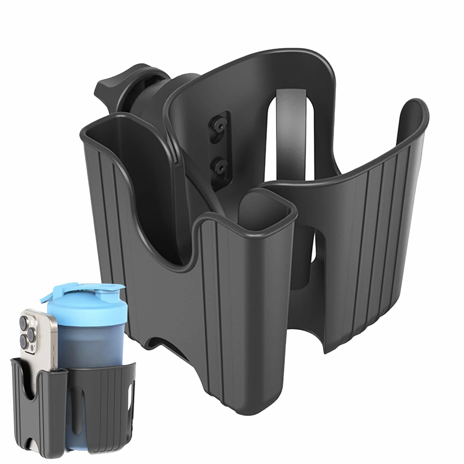 Supporto per portabicchieri per passeggino, supporto per telefono e bicchieri, robusto, regolabile, rimovibile, organizer per scooter, telefono, sedia a rotelle, deambulatore, mobilità, scooter e bici