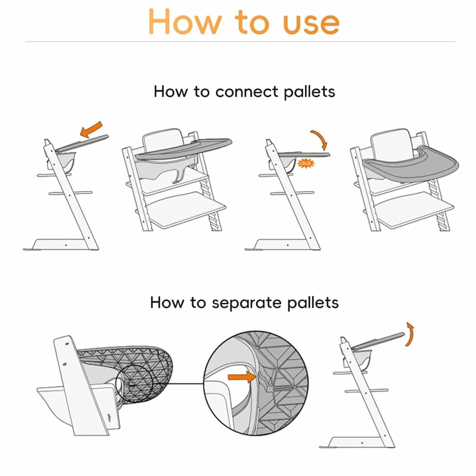 Vassoio per seggiolone Stokke Tripp Trapp, vassoio per seggiolone, set da tavola per seggiolone in PP, accessori per seggiolone, 42 x 42 cm (bianco)