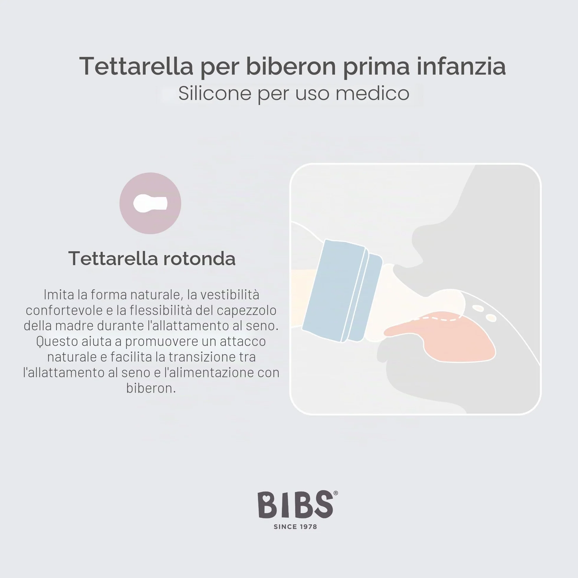 BIBS - Tettarelle per biberon, confezione da 2. Anti-coliche. Tettarelle extra per biberon BIBS. Tettarella rotonda. - Silicone, flusso medio