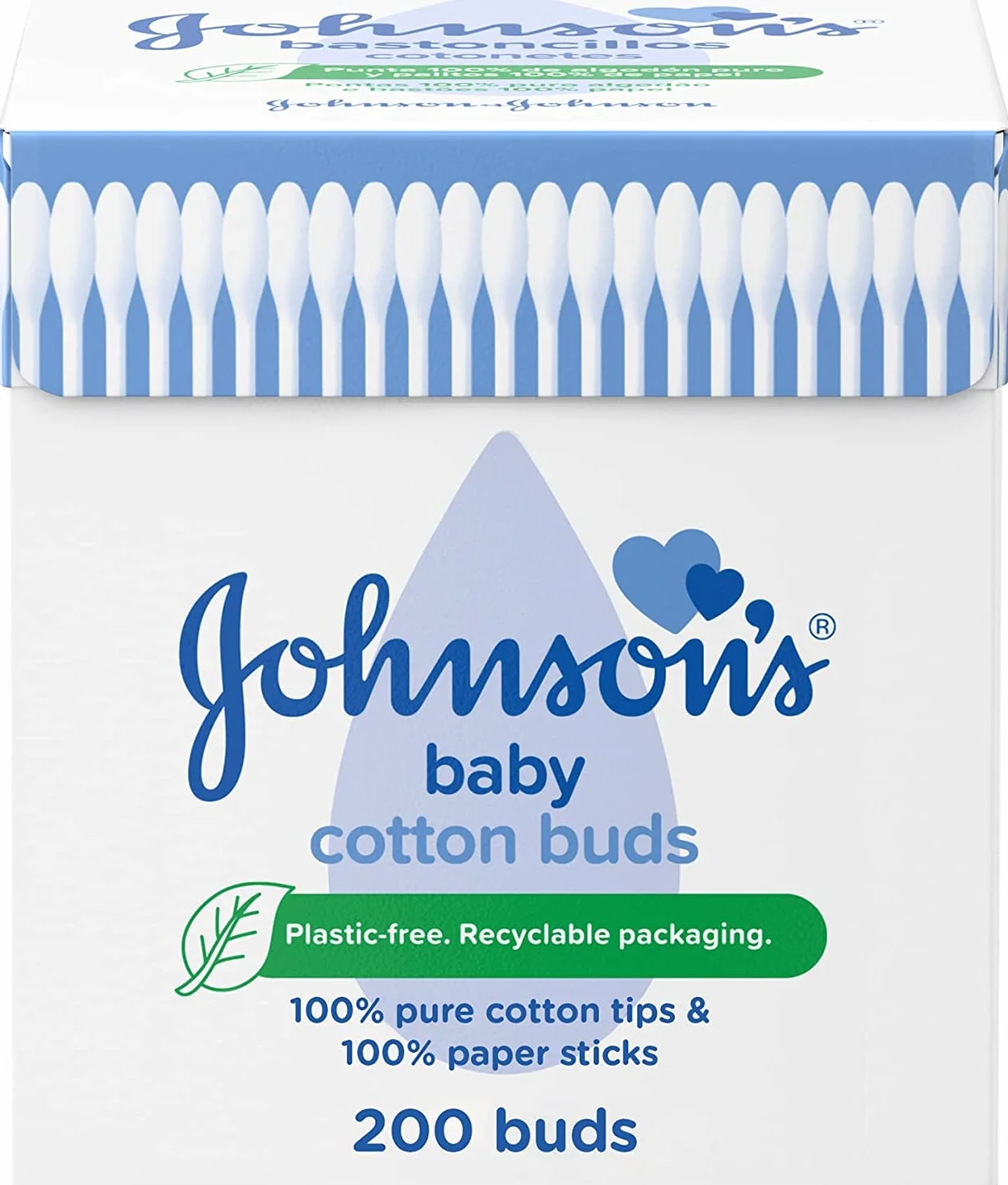 Johnson's Baby-Pure Cotton Buds 200, confezione da 6