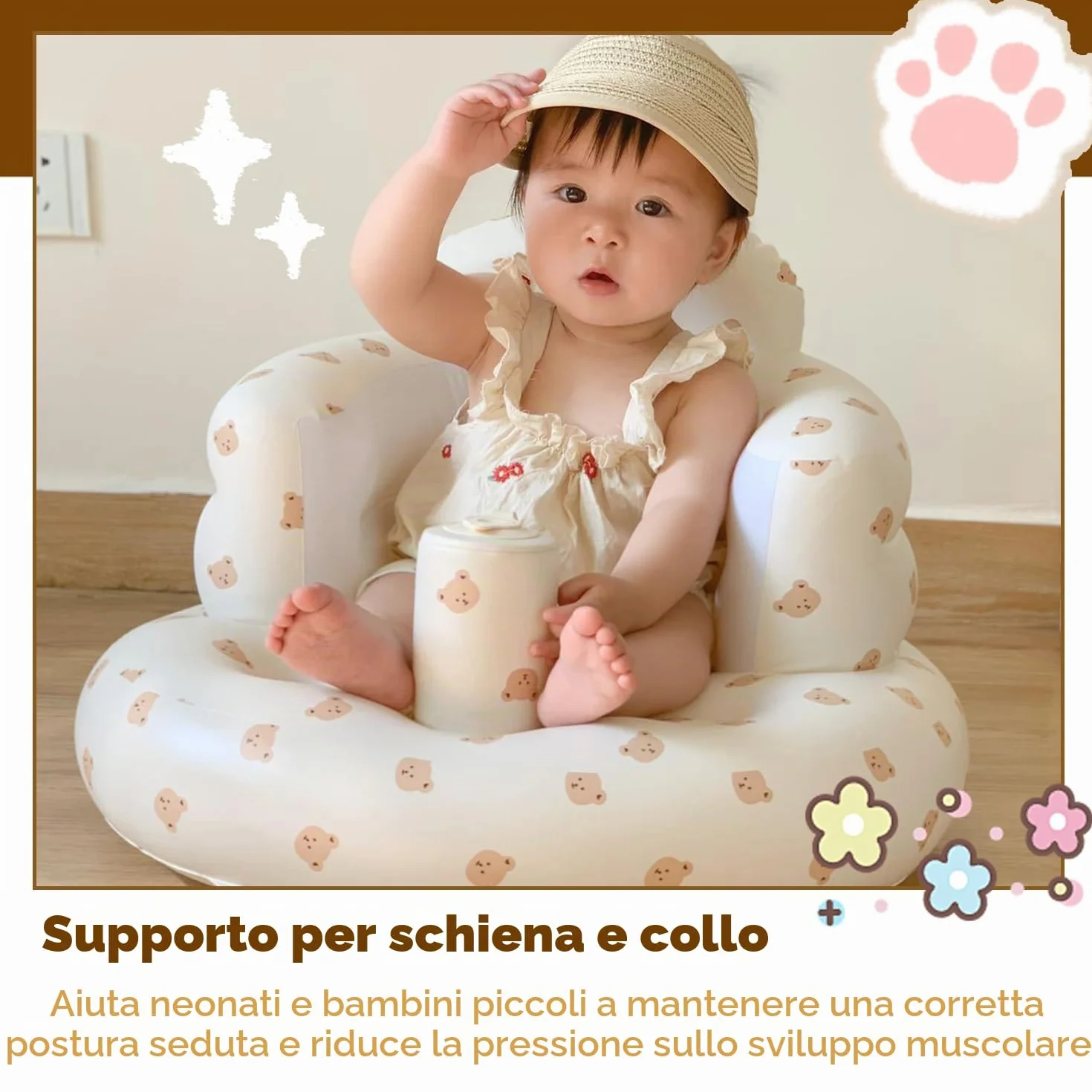 Seggiolino Gonfiabile per Bambini, Sedile da Bagno Gonfiabile per Bambini, Seggiolone gonfiabile portatile da pavimento, Sedile da Allenamento per Bebè, Sedia per Baby Shower, per bambini da 3+ mesi