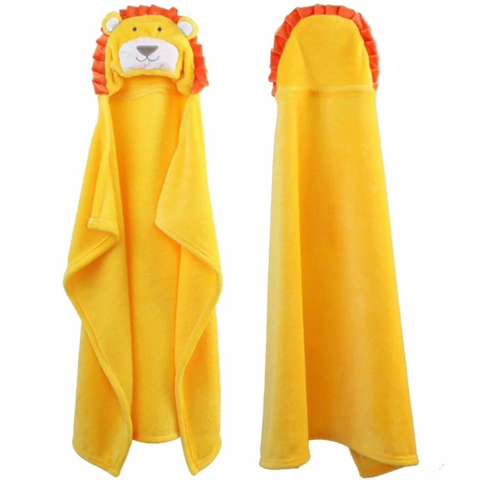 Asciugamano con Cappuccio per Bambini Coperta con Cappuccio in Pile Corallo Swaddle Wrap Animale in Stile per Bambino Piccolo