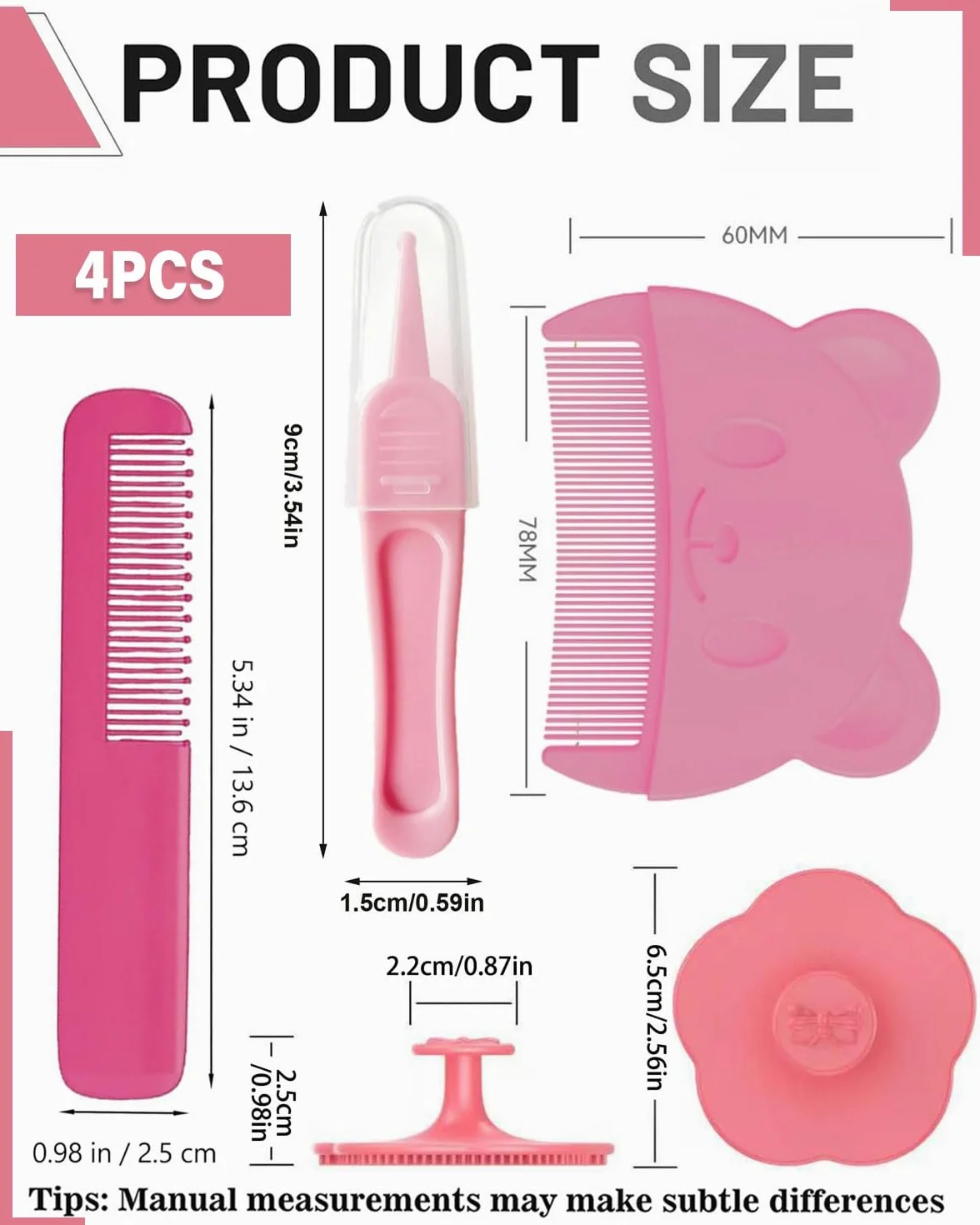 Pettine Neonato,4 pcs Spazzola per Neonati Set Pettine e Spazzola Neonato Spazzola Neonati in Silicone Spazzola per Massaggio per Bambini e Neonati Crosta Lattea e Regalo per Registro