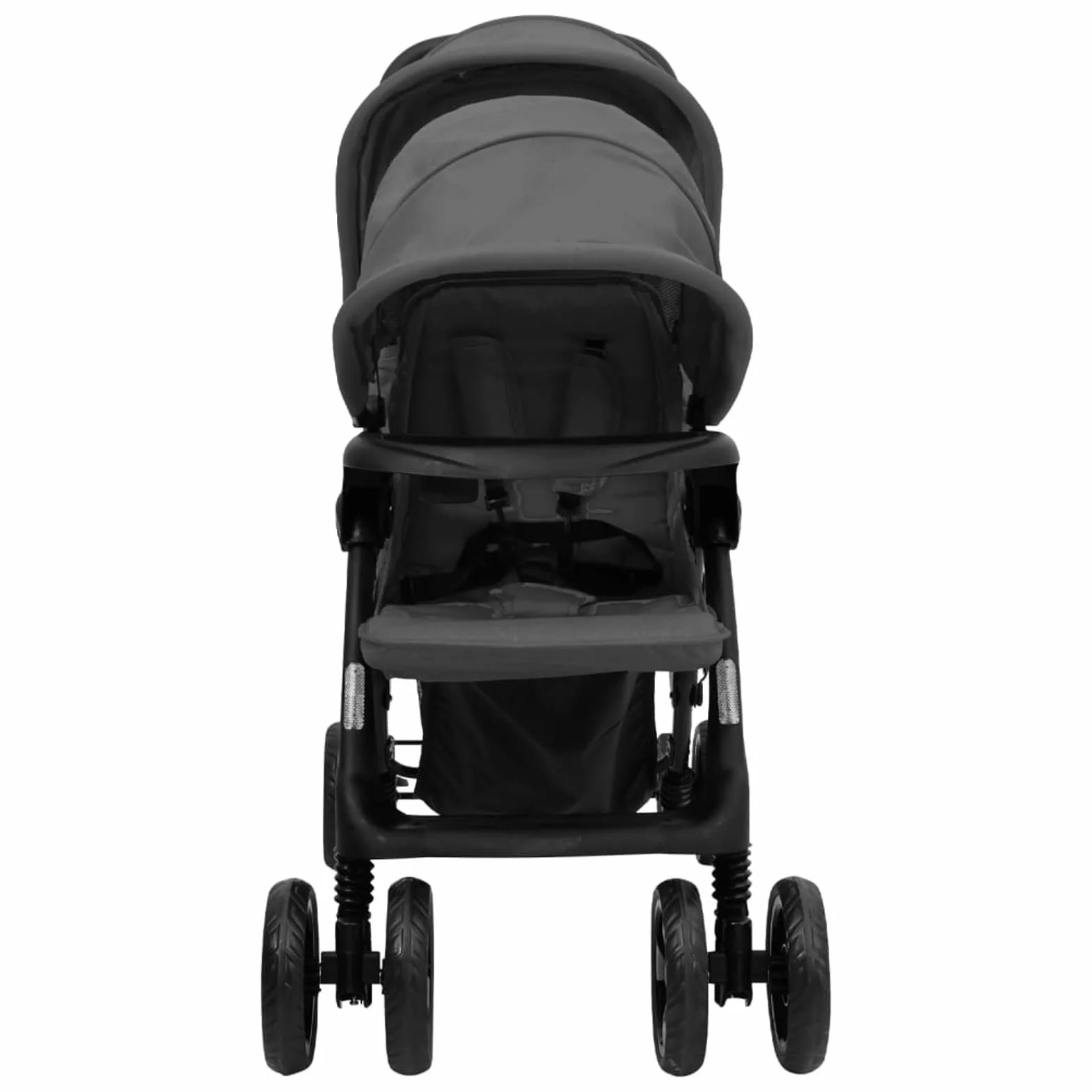 LAPOOH Passeggino Gemellare a Tandem Grigio Scuro in Acciaio,Bebè e bimbi,Trasporto bebè,Passeggini(SPU:10348)