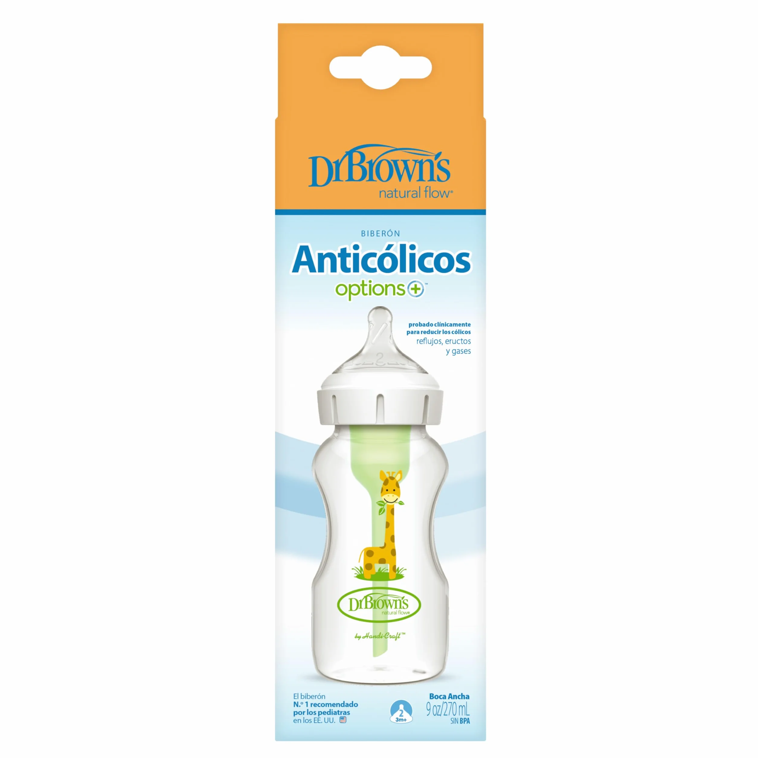 Biberon bocca larga 270 ml giraffa PP Options + tettarella N2