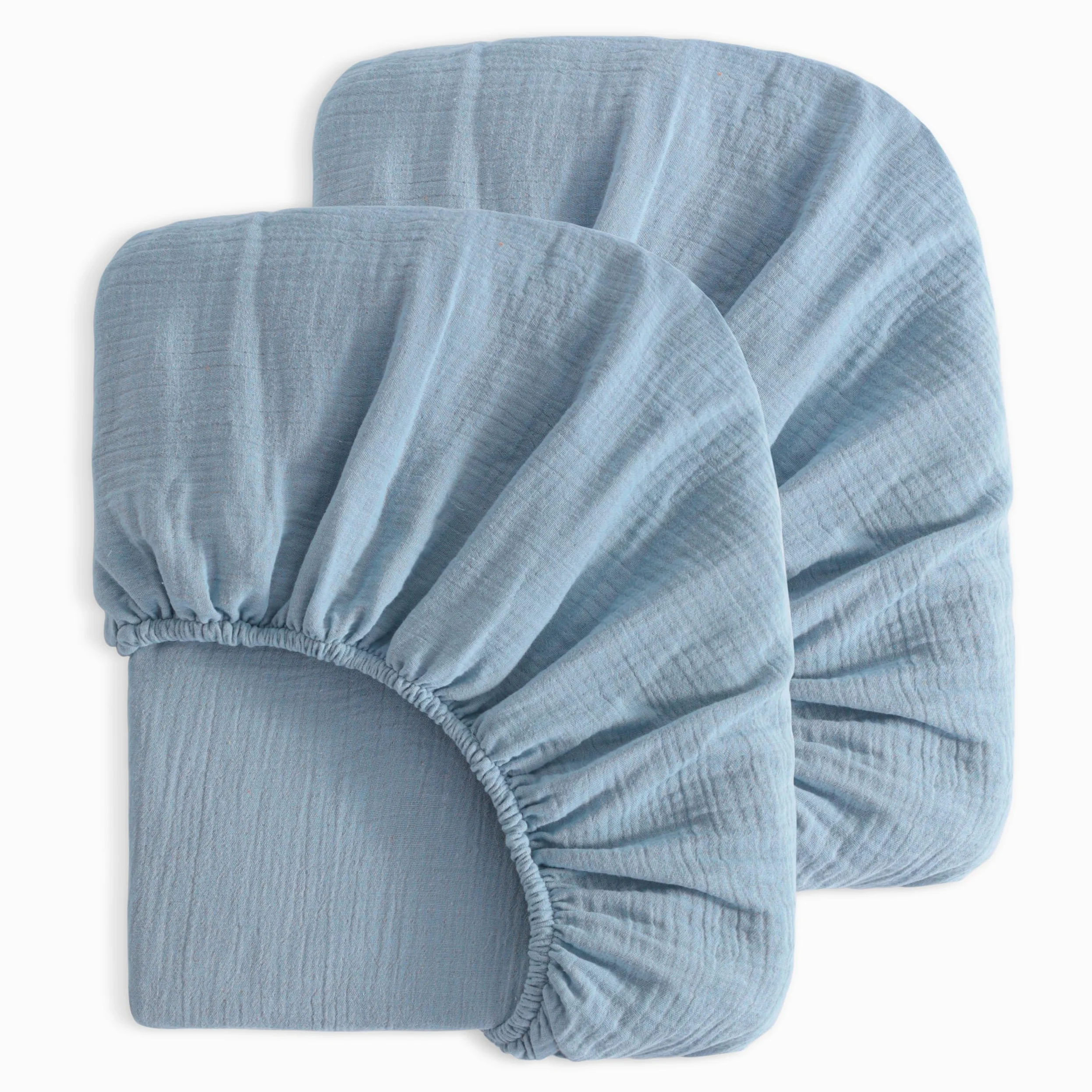 NTBAY Confezione da 2 lenzuola in mussola di cotone, morbide e traspiranti, a doppio strato, 61 x 96 cm, per culle e materassi per bambini, ragazzi, ragazze, unisex, colore celeste, 61 x 96 cm