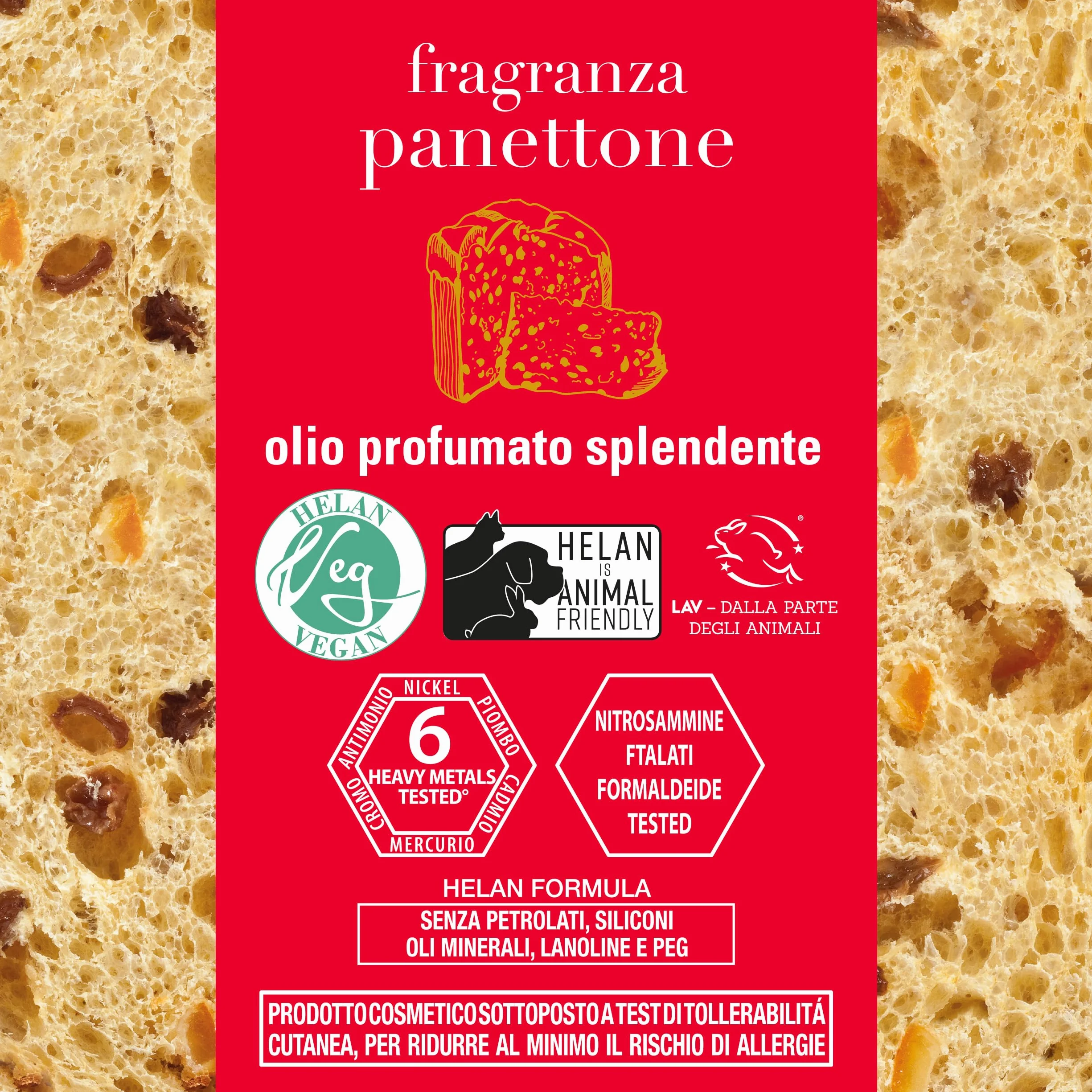 Helan Fragranza Panettone - Olio Capelli e Corpo Profumato Multiuso, Olio Secco Spray Luminoso anche Viso e Barba 100% Vegetale con Vitamina E, Mandorle Dolci, Oliva e Rosmarino, 30 ml, Made in Italy