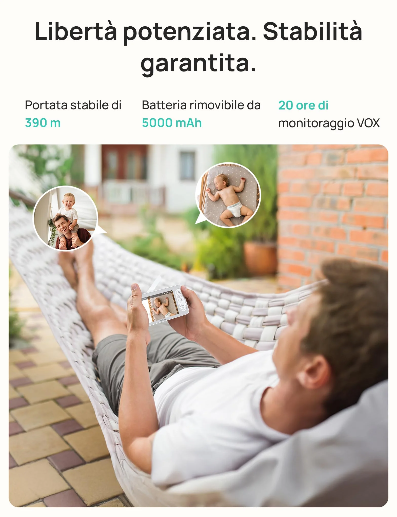 Dr.Care LumiView Plus Baby Monitor WiFi con Supporto Clip – Schermo 5.5", Telecamera 2K, Modalità Privacy, Batteria Rimovibile 5000mAh, Luce RGB (1 Telecamera + 1 Monitor + 1 Supporto Clip)