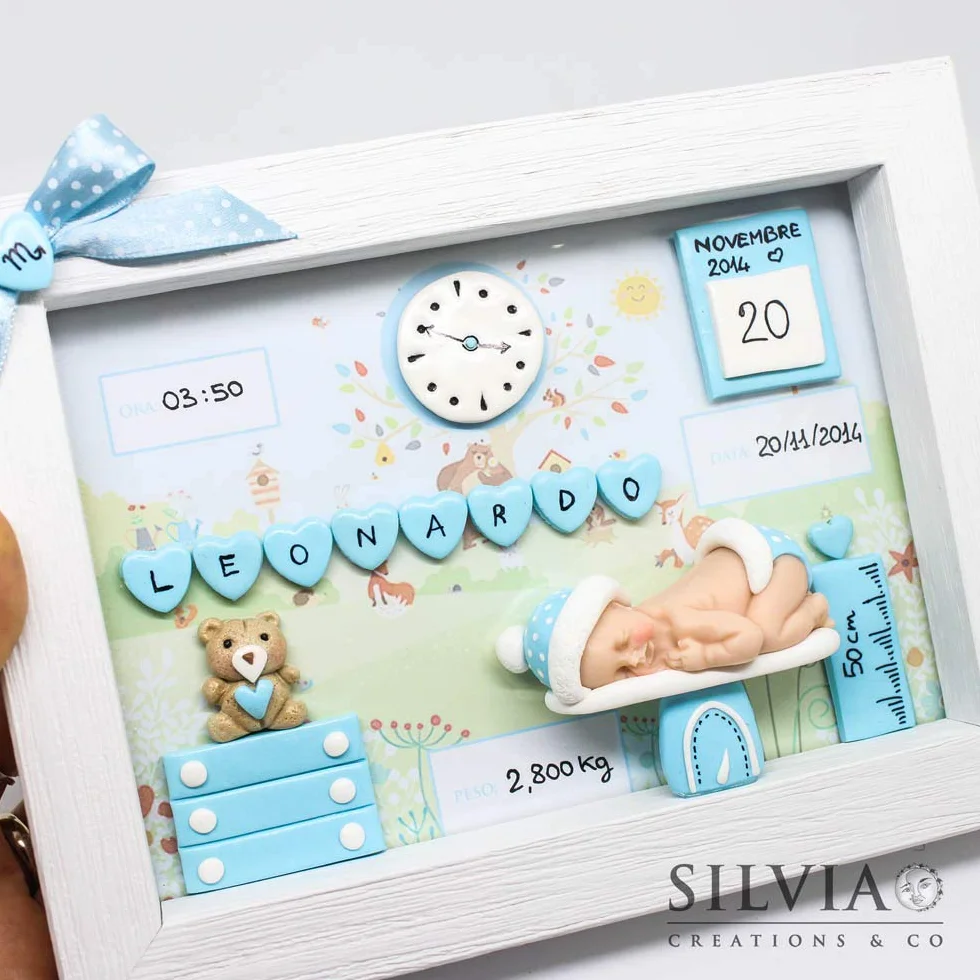 Quadretto nascita bimbo - Cornice nascita neonato - idea regalo nascita