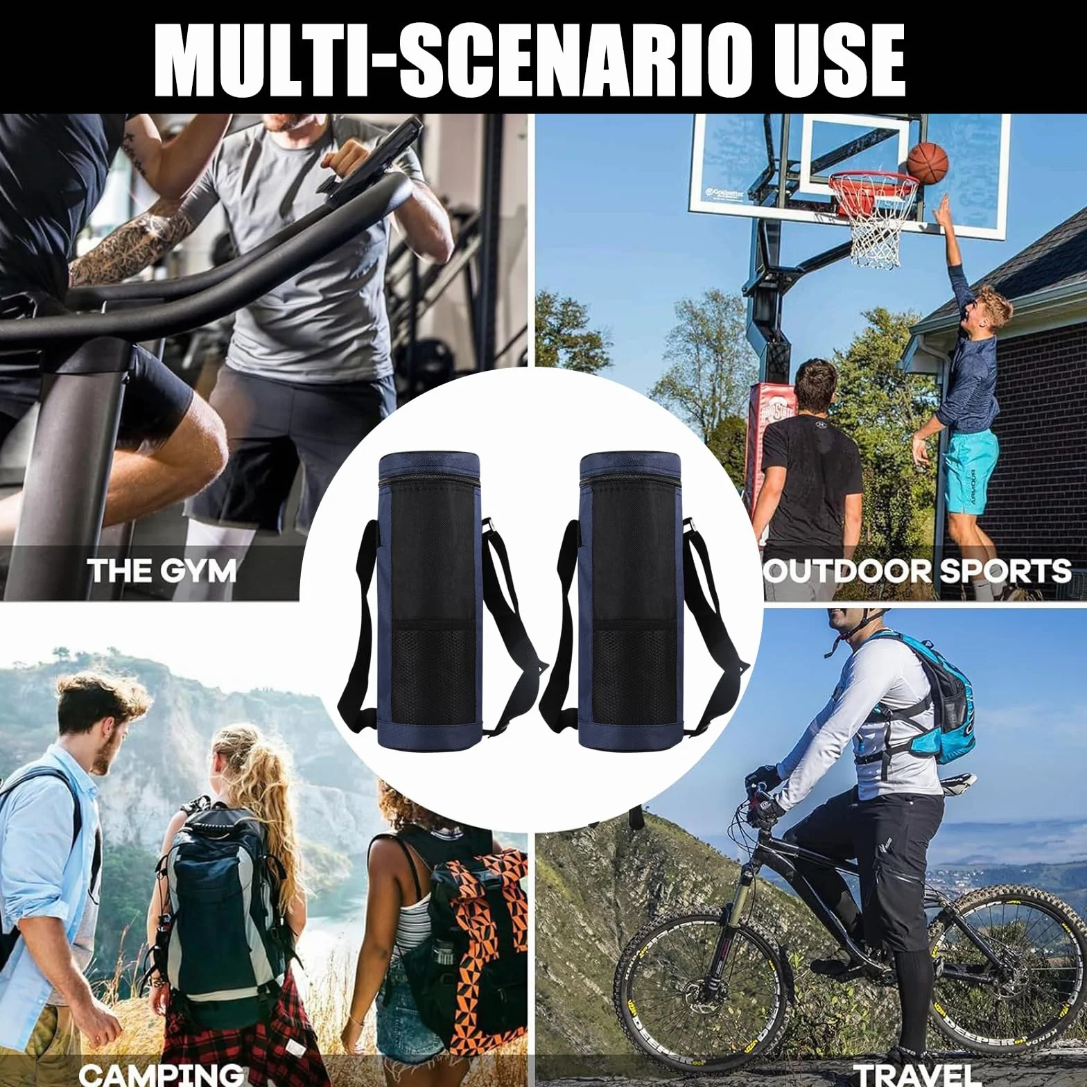 2PCS Borsa per Bottiglia Termica, Borsa Portatile per Bottiglia D'acqua Piccola Borsa Termica per Bevande con Tracolla Regolabile per Esterni, ViaggiS